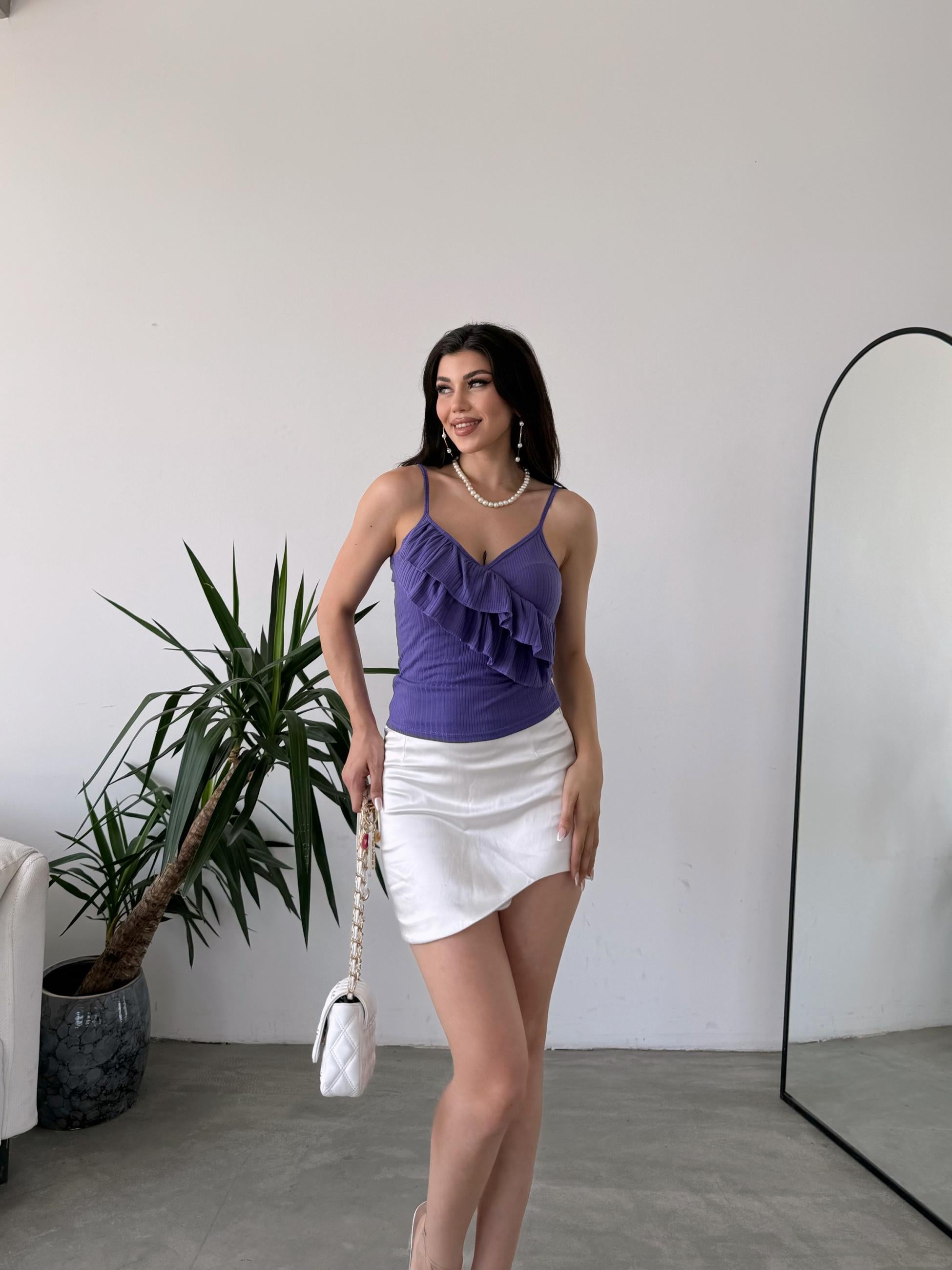 İp Askılı Volan Detaylı Bluz