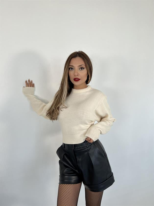 3914 TRİKO GENİŞ KOL ÜRÜN KAZAK-KREM