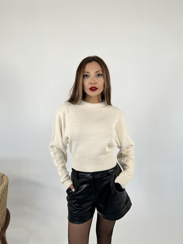 3914 TRİKO GENİŞ KOL ÜRÜN KAZAK-KREM