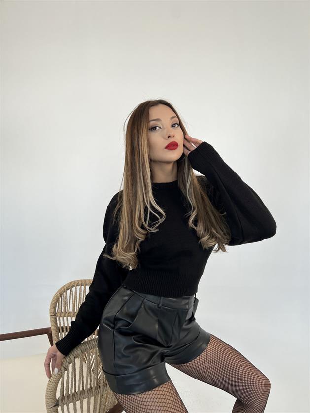 3914 TRİKO GENİŞ KOL ÜRÜN KAZAK-SİYAH