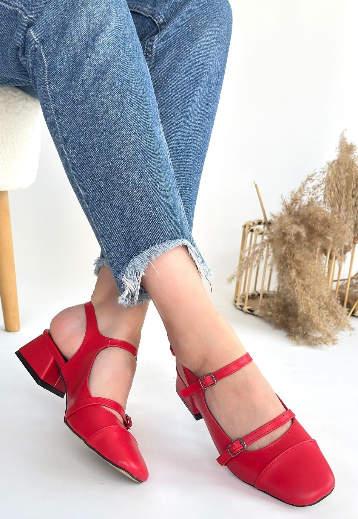 Doran Kırmızı Cilt Topuklu Ayakkabı