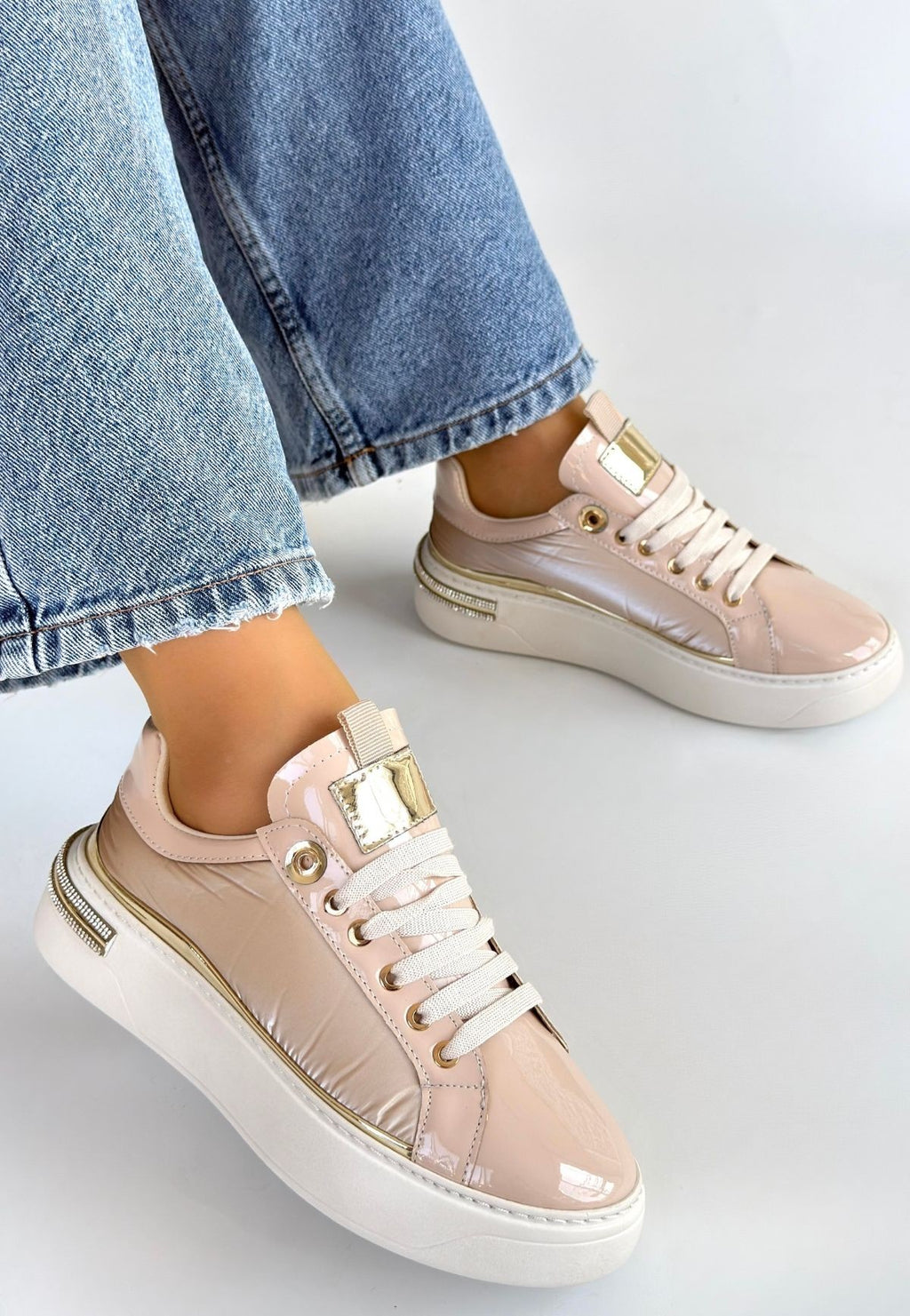 Hley Bej Rugan Paraşüt Detaylı Bağcıklı Spor Ayakkabı