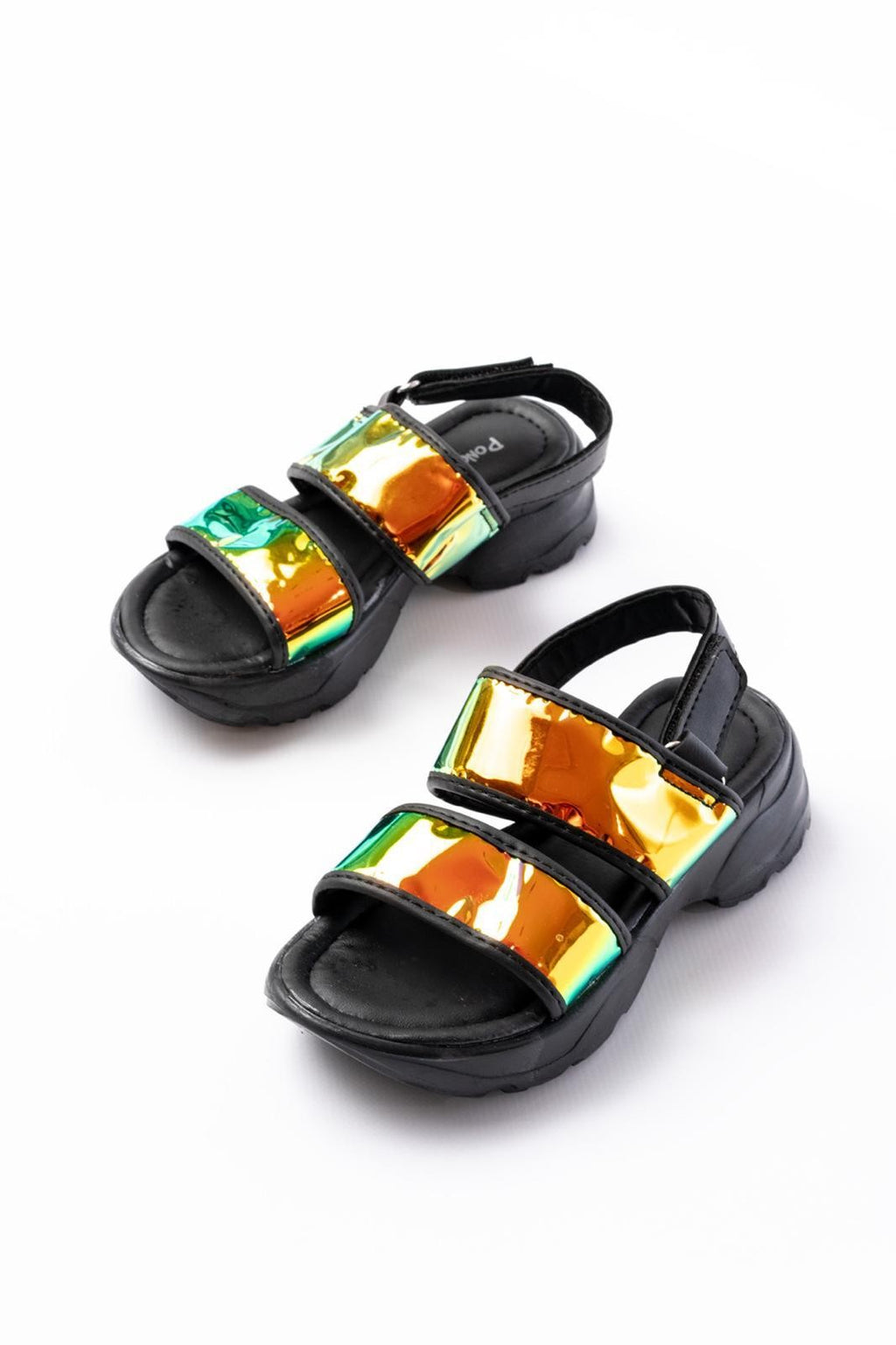 Mendo Siyah Cilt Holoğramlı Sandalet