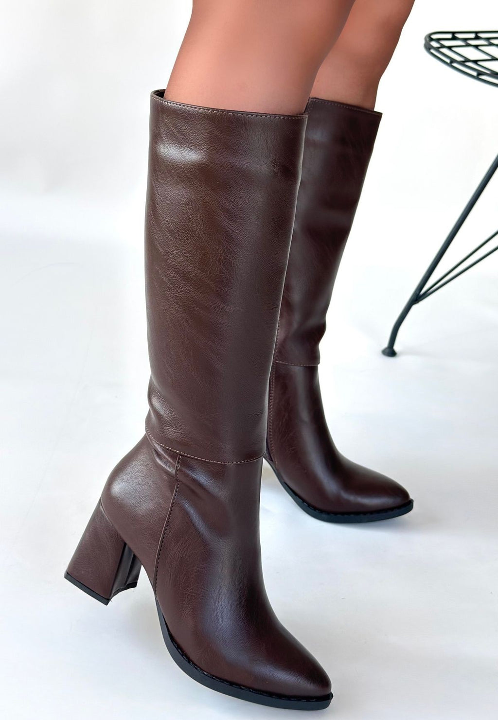 Morena Acı Kahve Cilt Topuklu Çizme