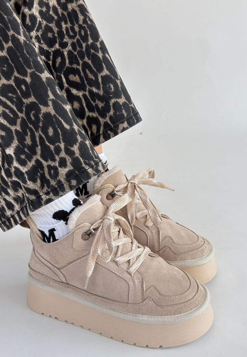 Muden Bej Süet Bağcıklı Bot