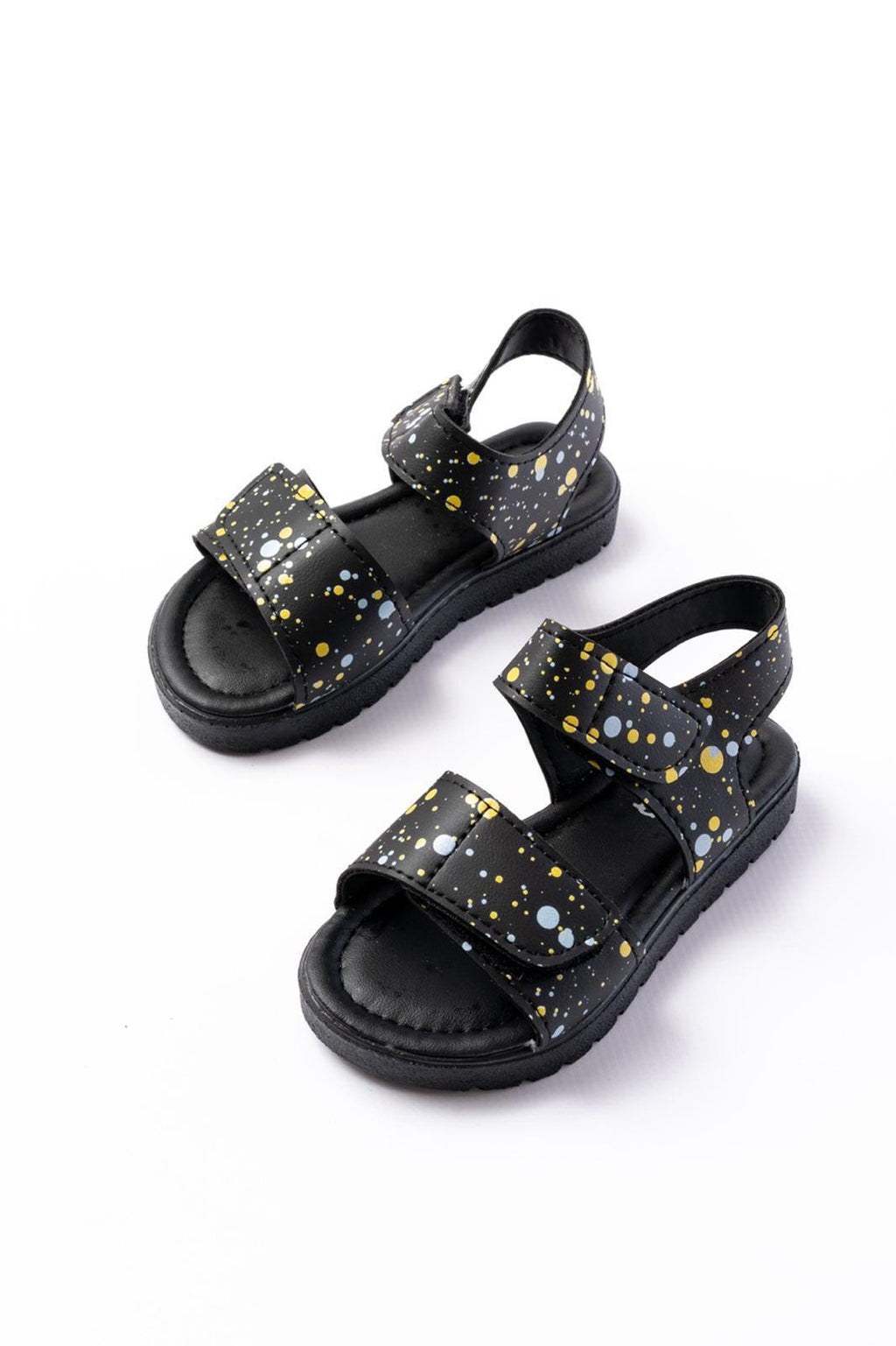 Черные кожаные сандалии на липучках Piyya