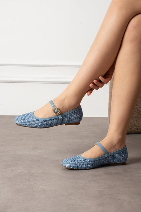 Балетки Rives Blue Skin Straw Woven