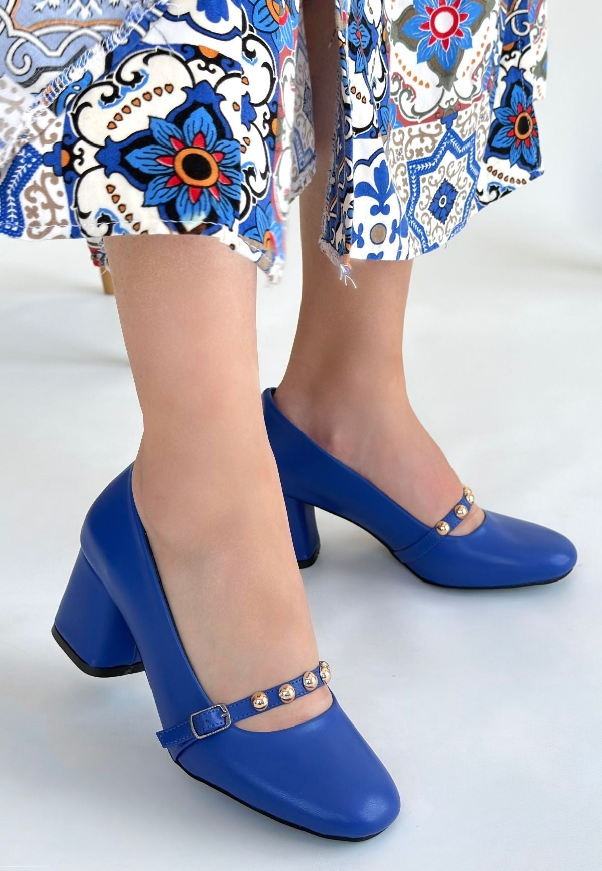 Tino Mavi Cilt Topuklu Ayakkabı