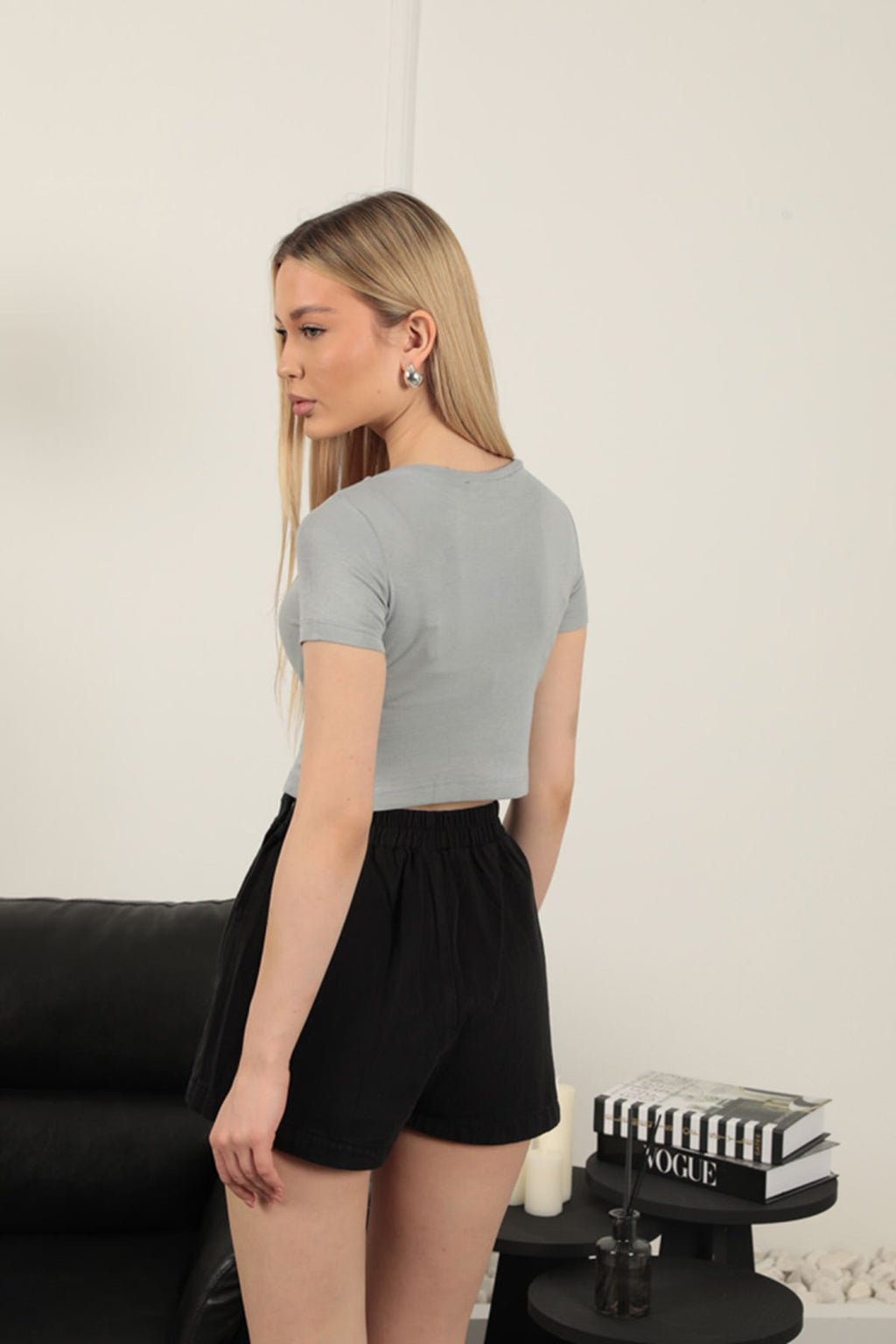 Ткань вискозная Çilek Basic Crop-серая