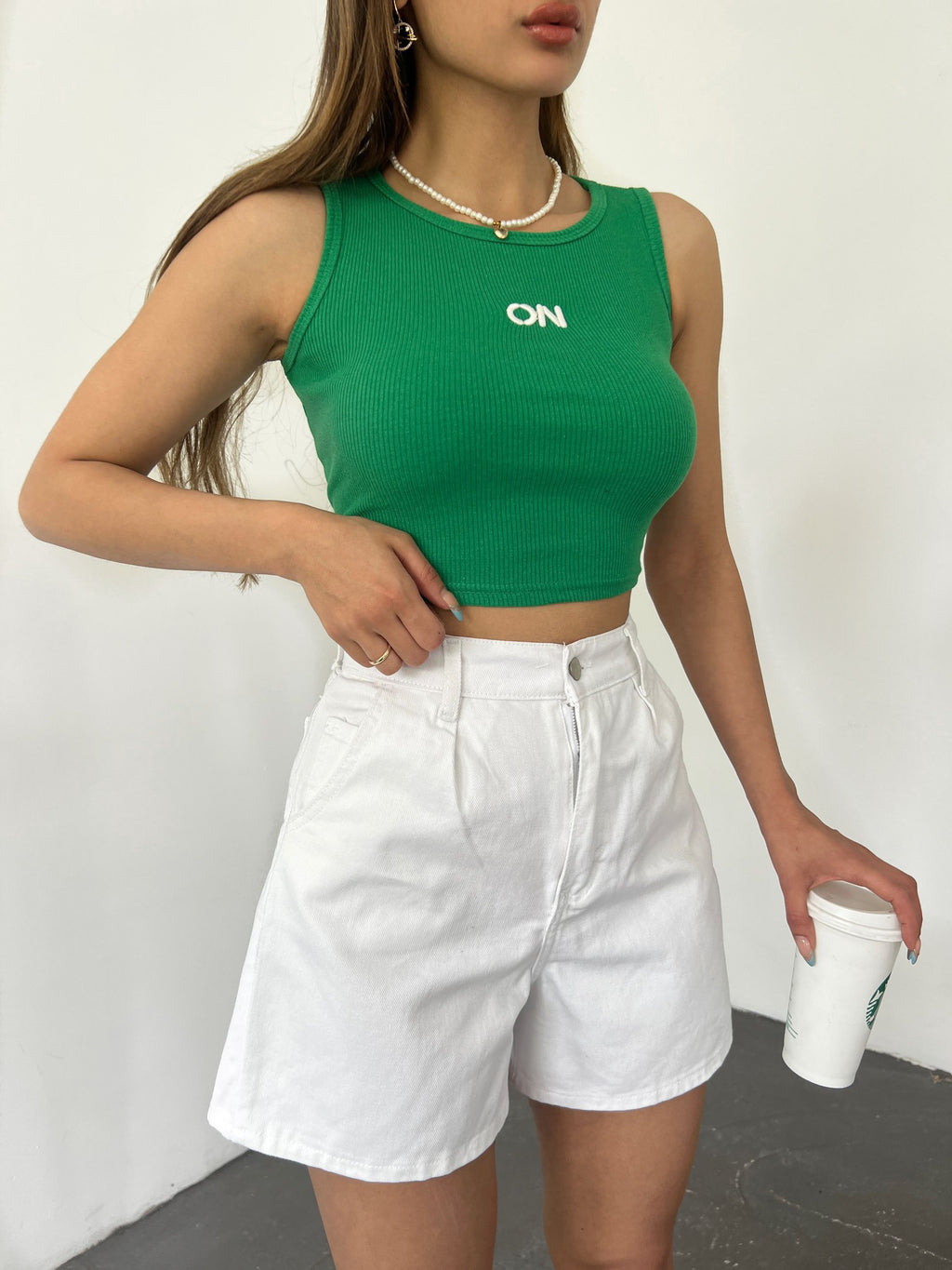 Çift Cepli Pileli Mini Denim Şort