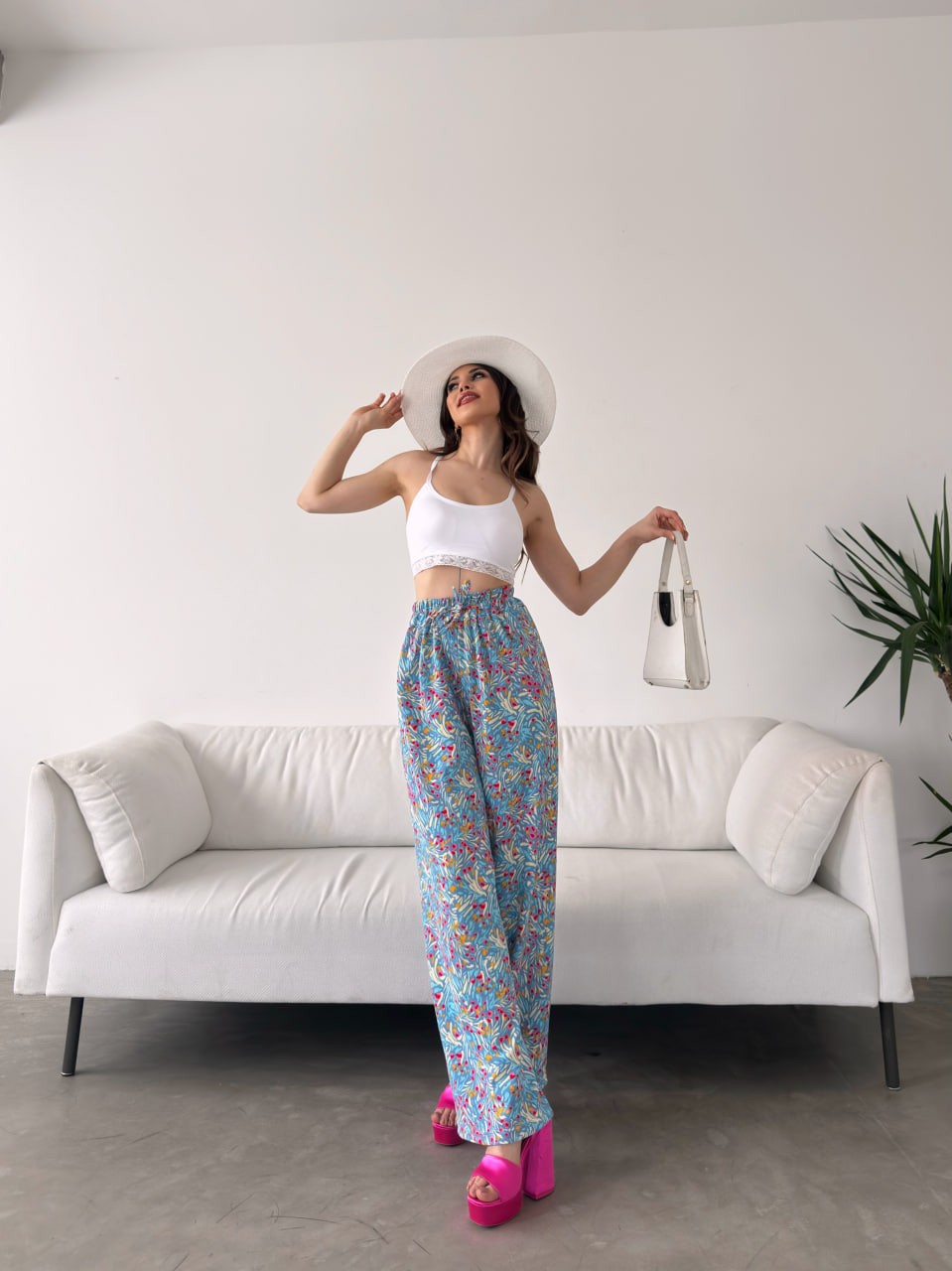 Desenli Beli Lastikli Bürümcük Pantolon