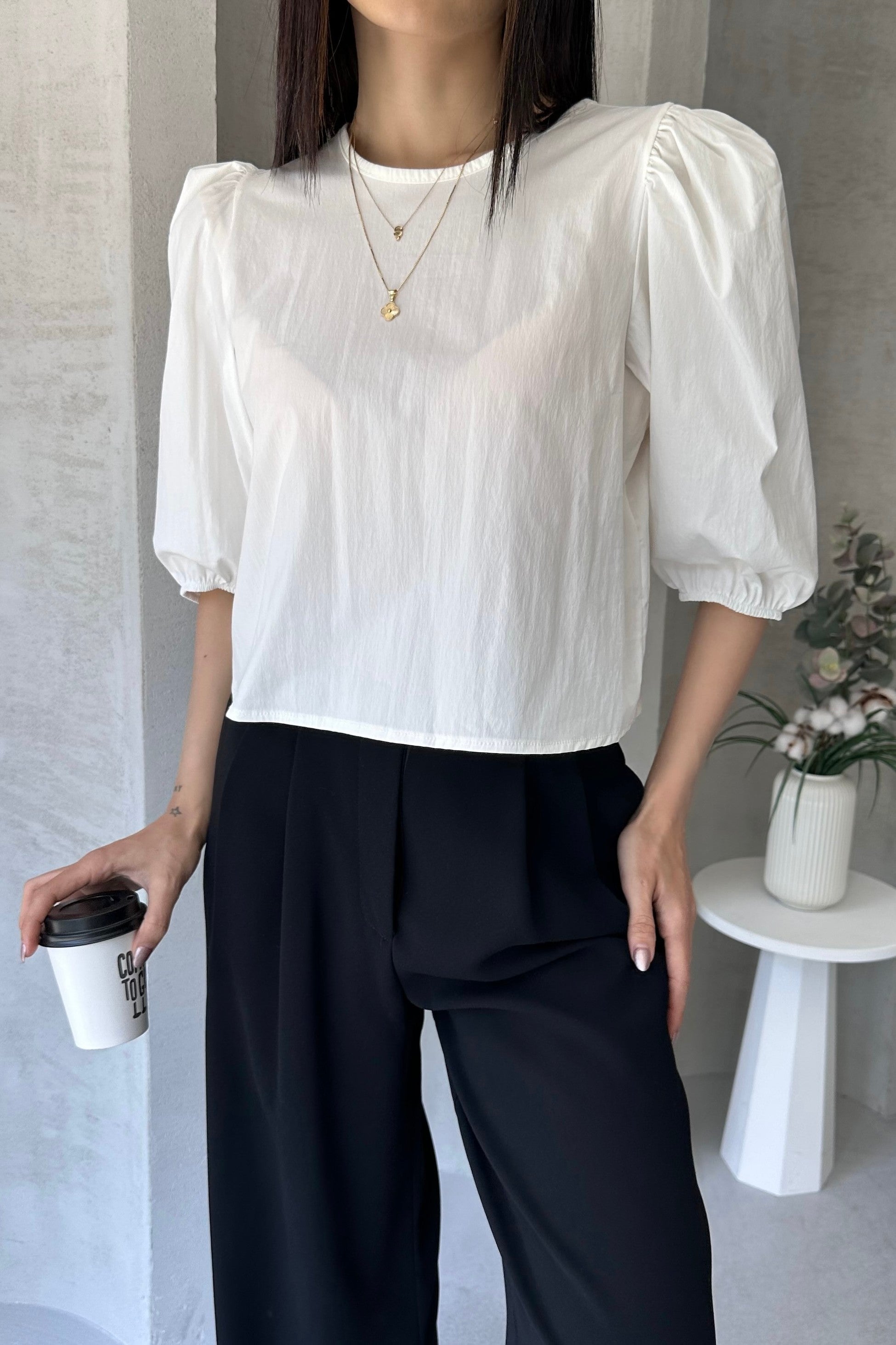 Karpuz Kol Sırtı Fiyonk Detaylı Poplin Bluz
