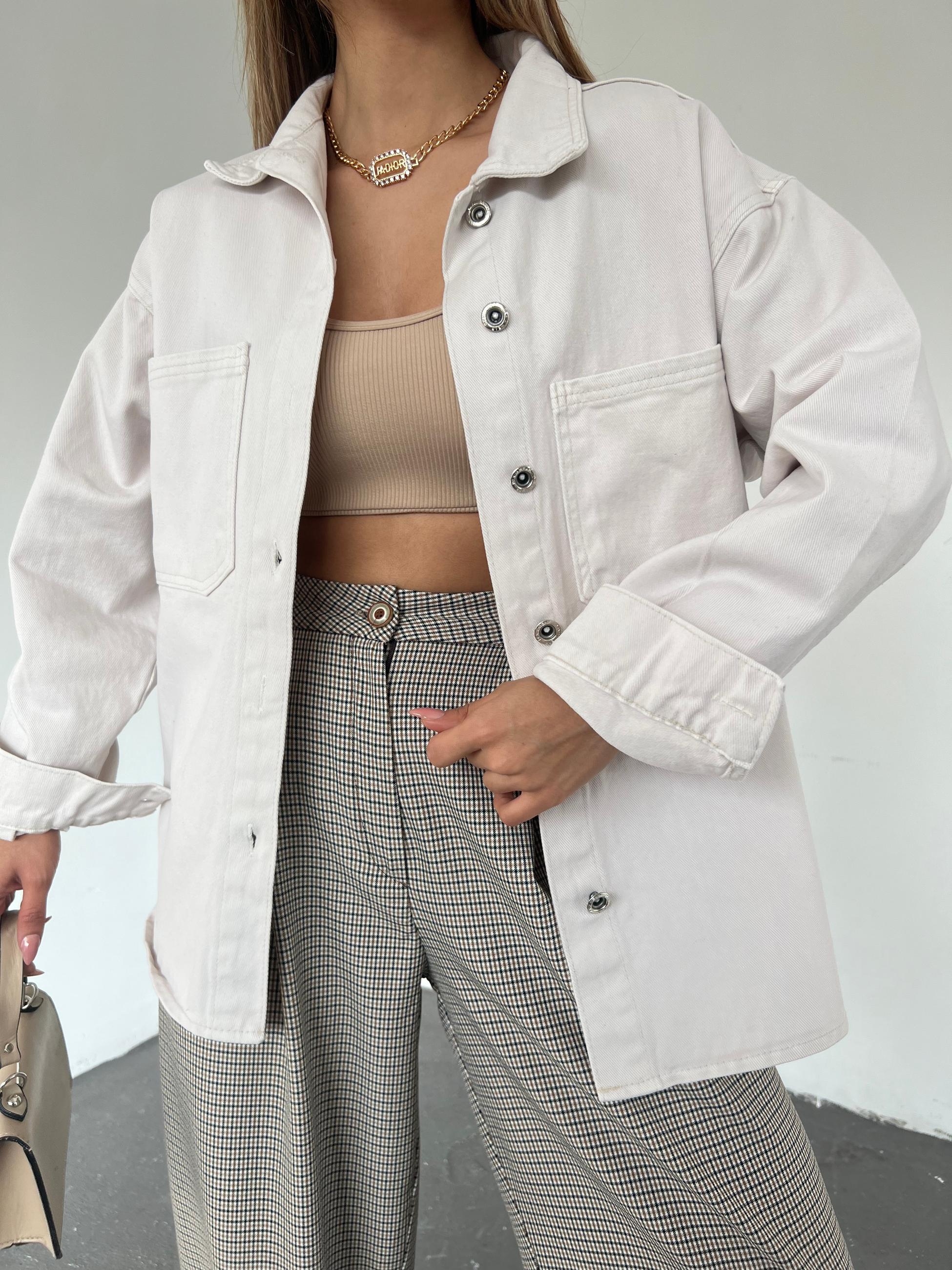 Çift Cepli Oversize Denim Gömlek Ceket