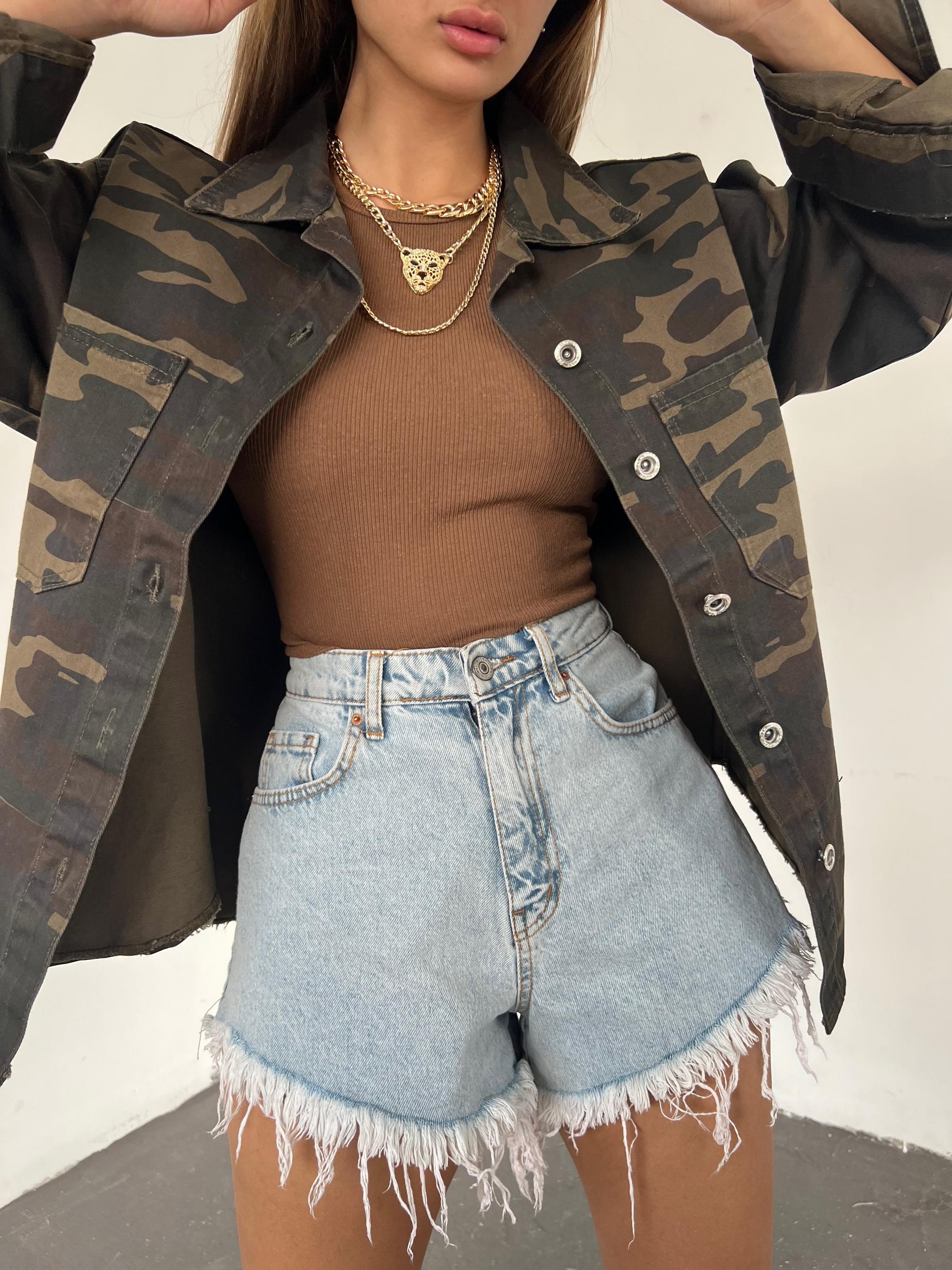 Çift Cepli Oversize Denim Gömlek Ceket