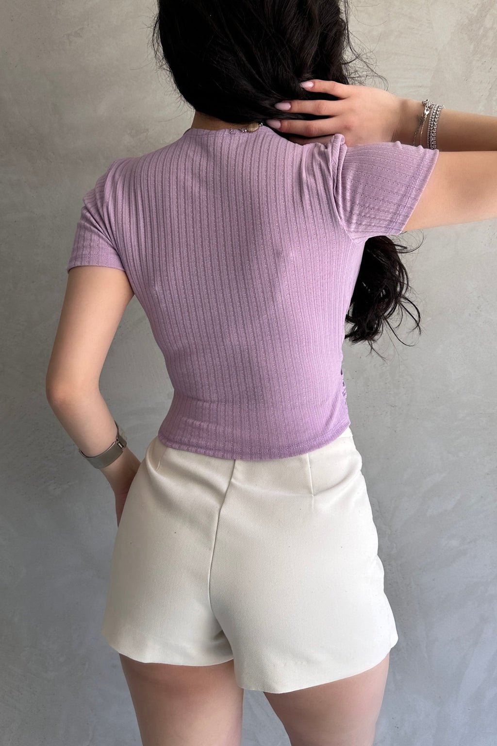 Kruvaze Yaka Crop Bluz