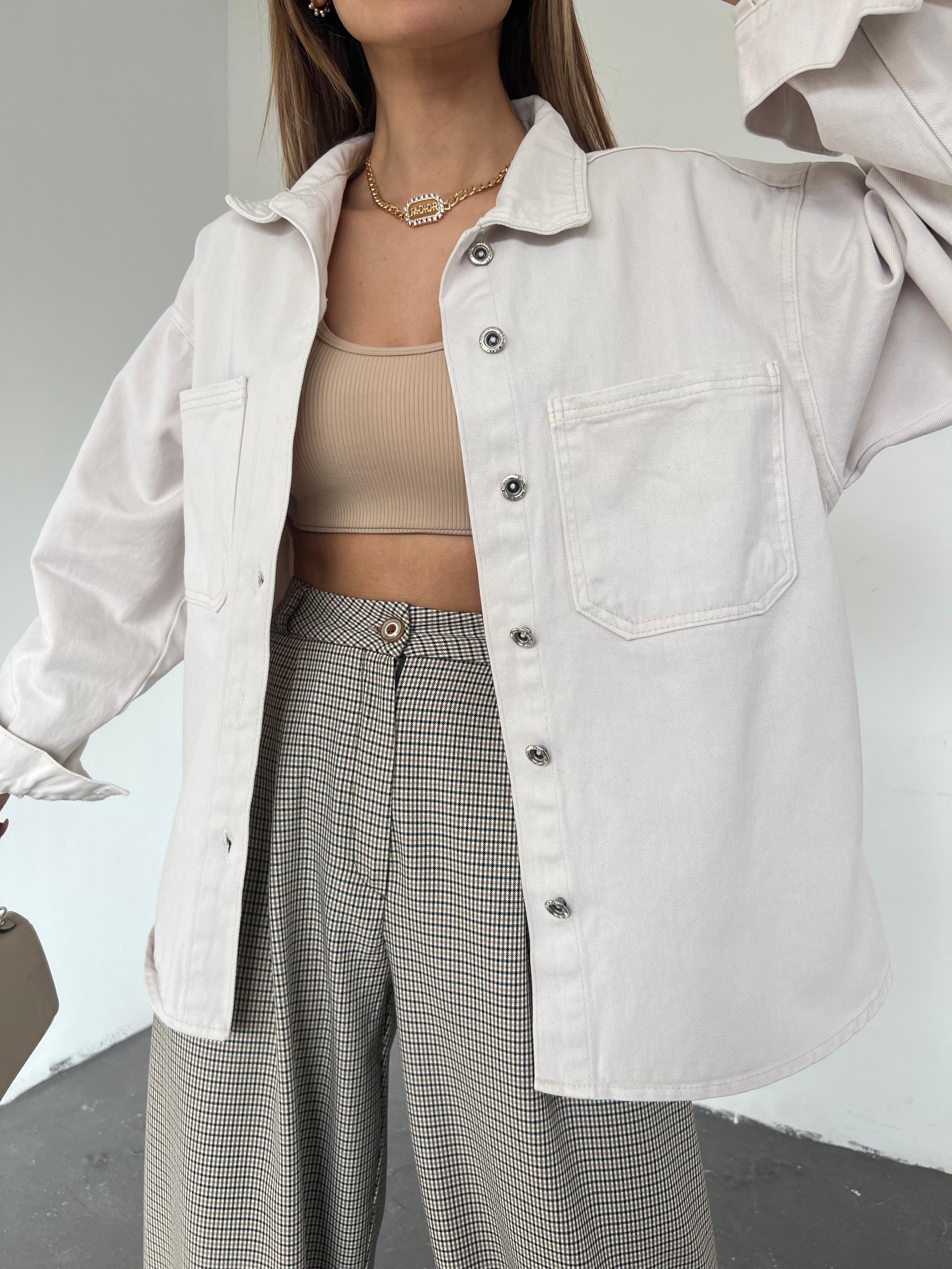 Çift Cepli Oversize Denim Gömlek Ceket