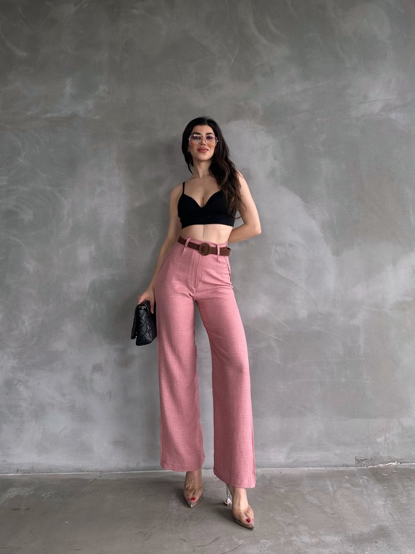 Beli Kemerli Keten Pantolon