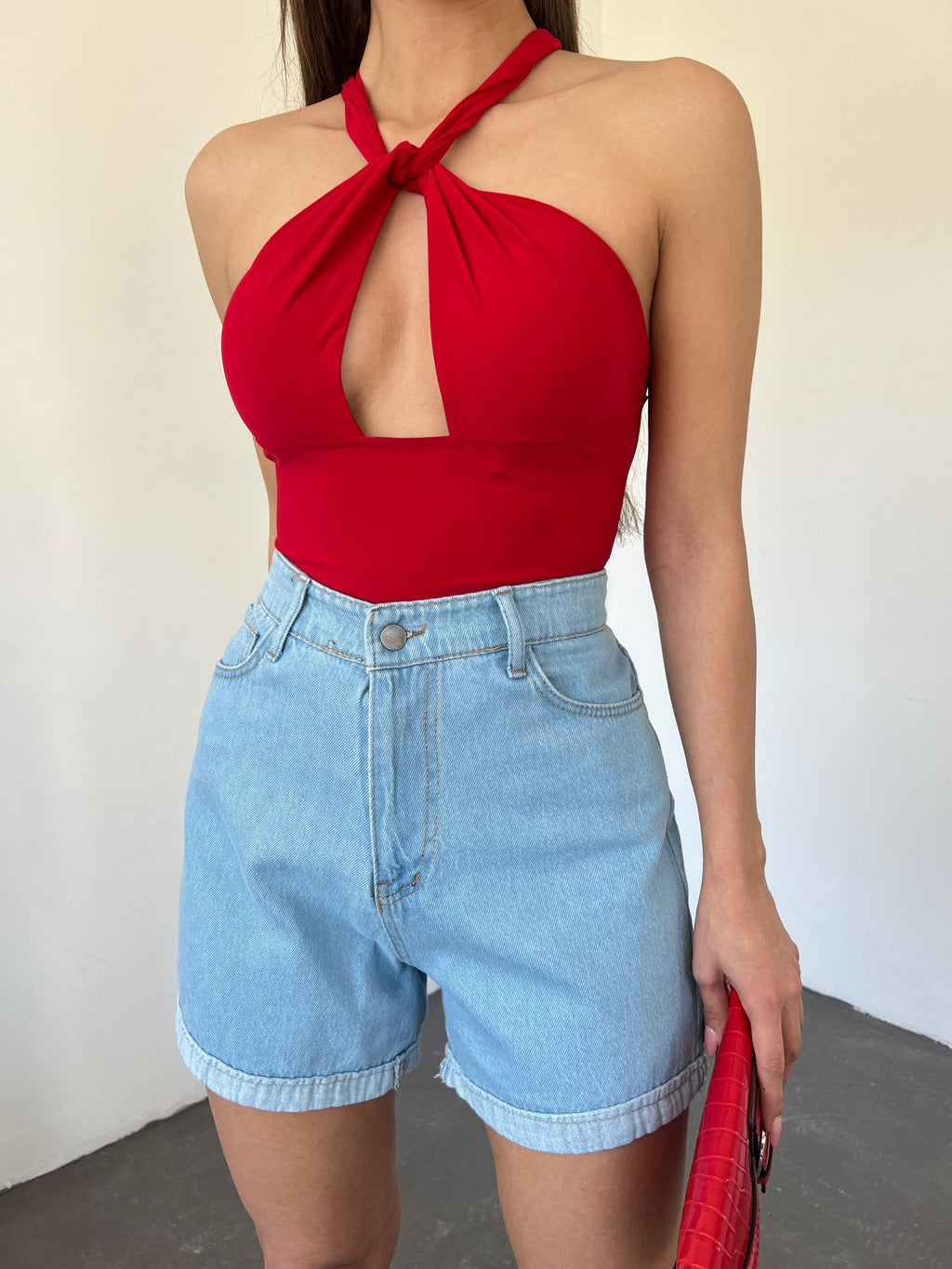 Duble Paça Yıkamalı Denim Şort