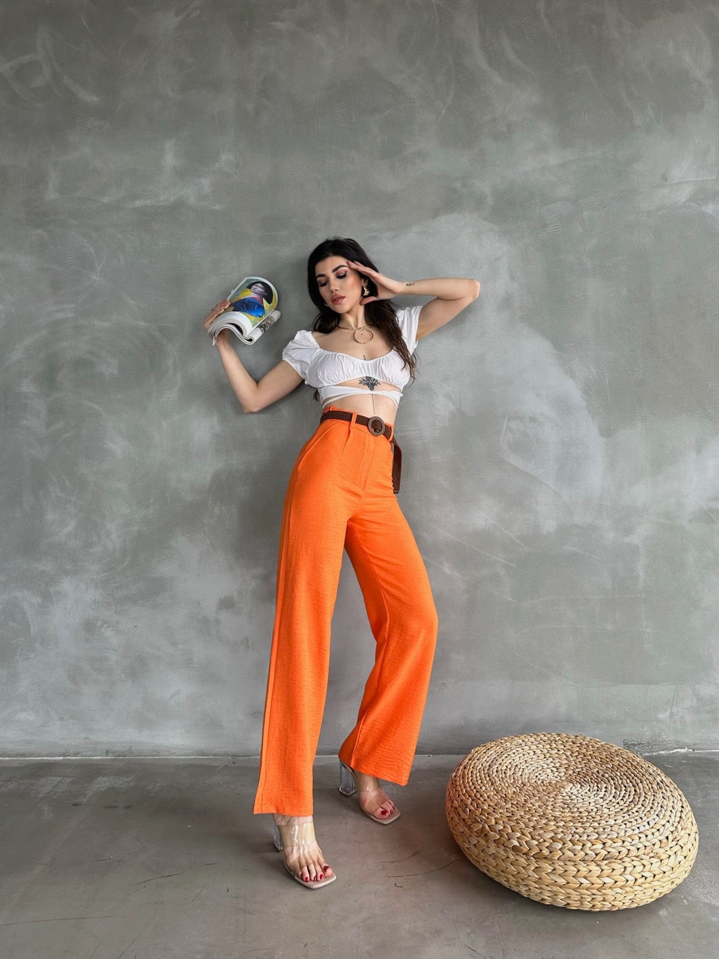 Beli Kemerli Keten Pantolon