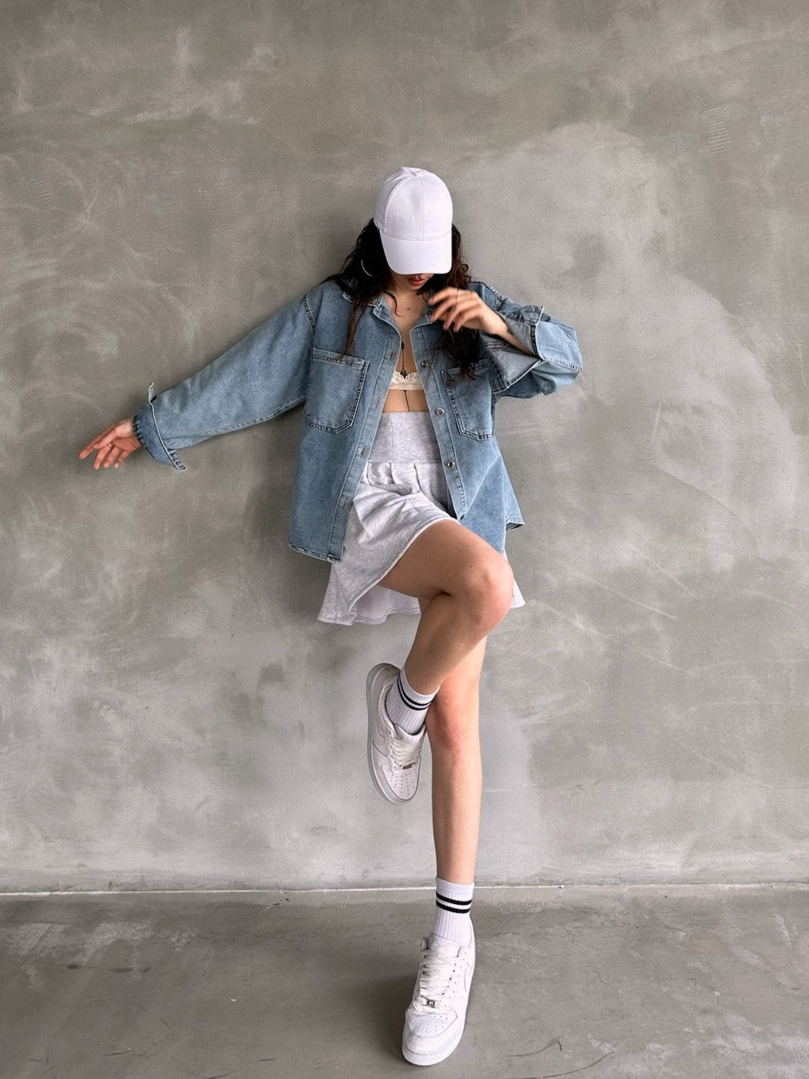 Çift Cepli Oversize Denim Gömlek Ceket