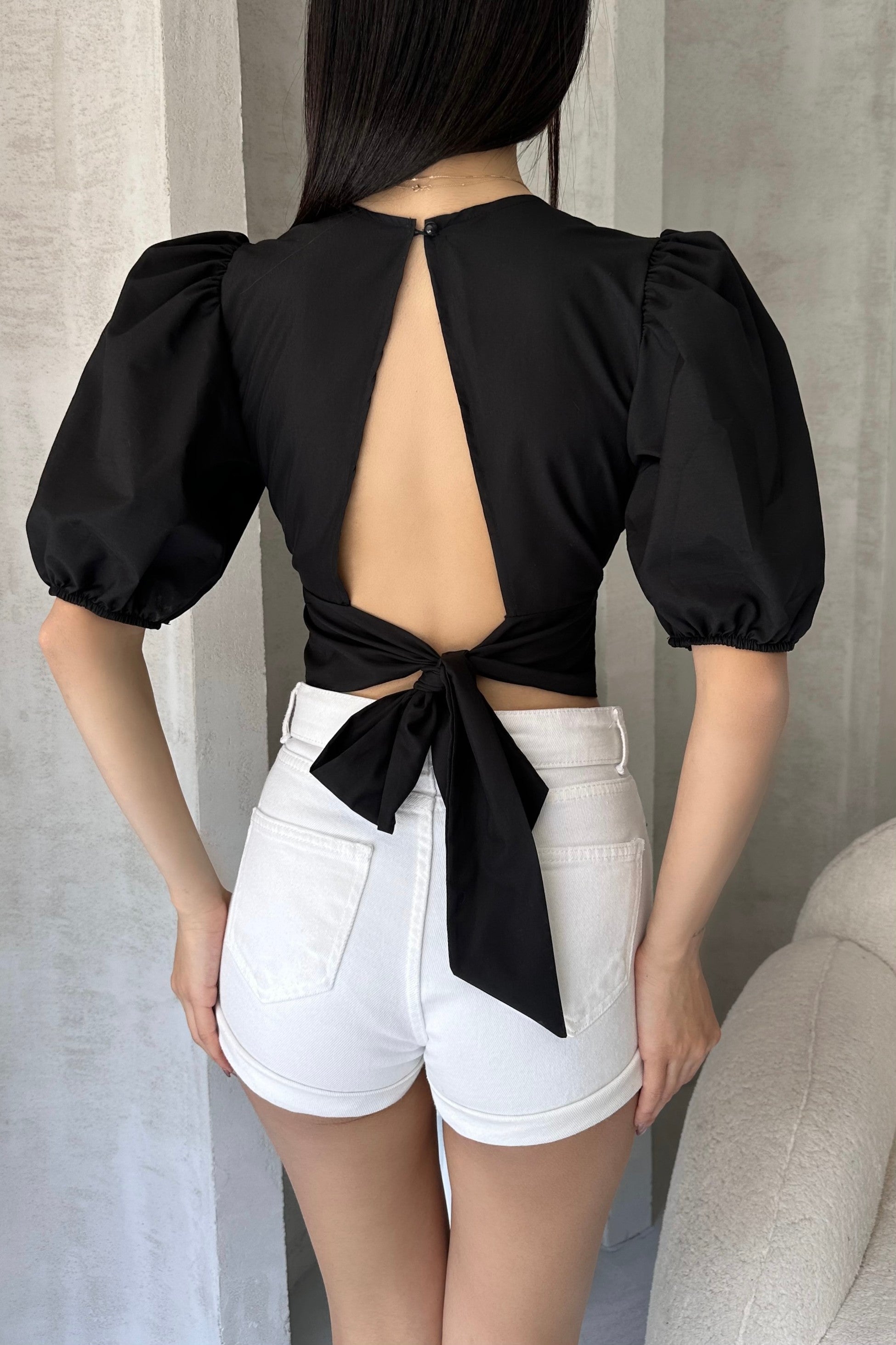 Karpuz Kol Sırt Dekolteli Poplin Bluz