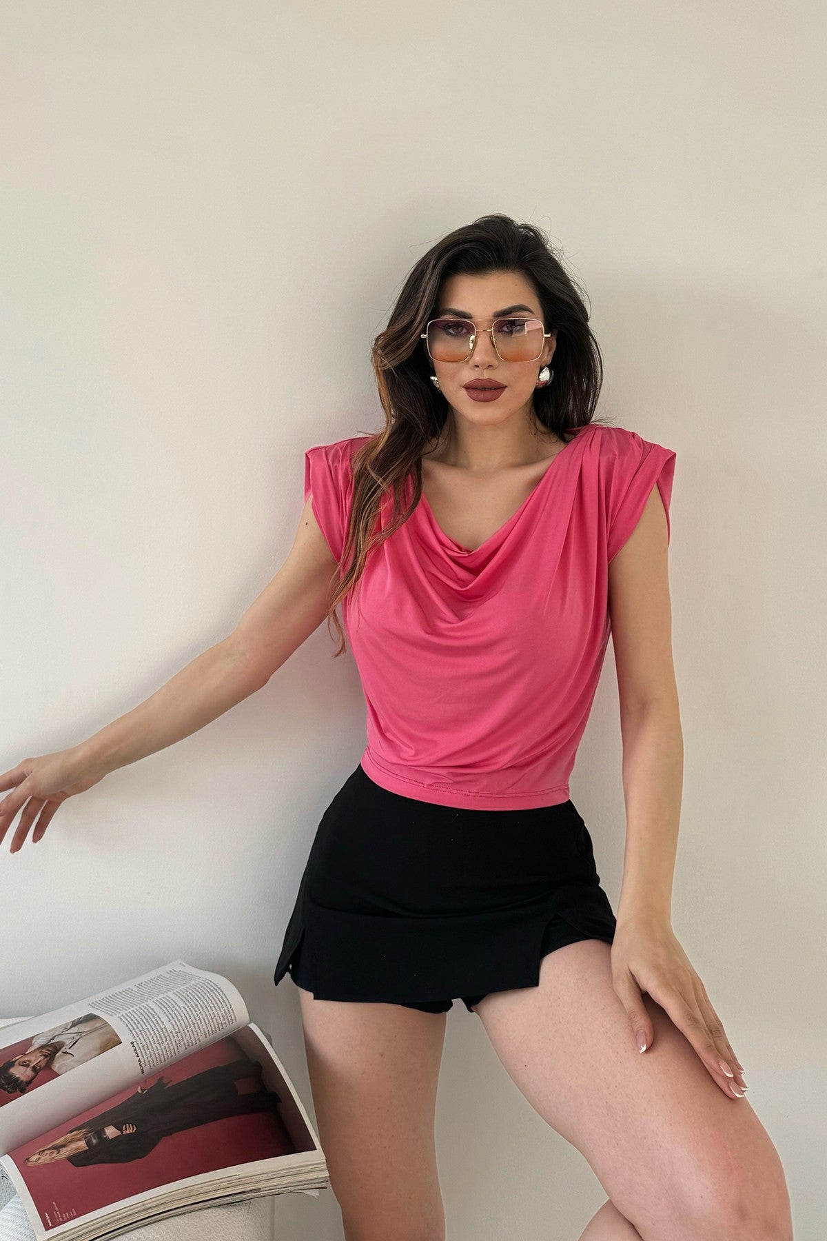 Degaje Yaka Vatkalı Bluz
