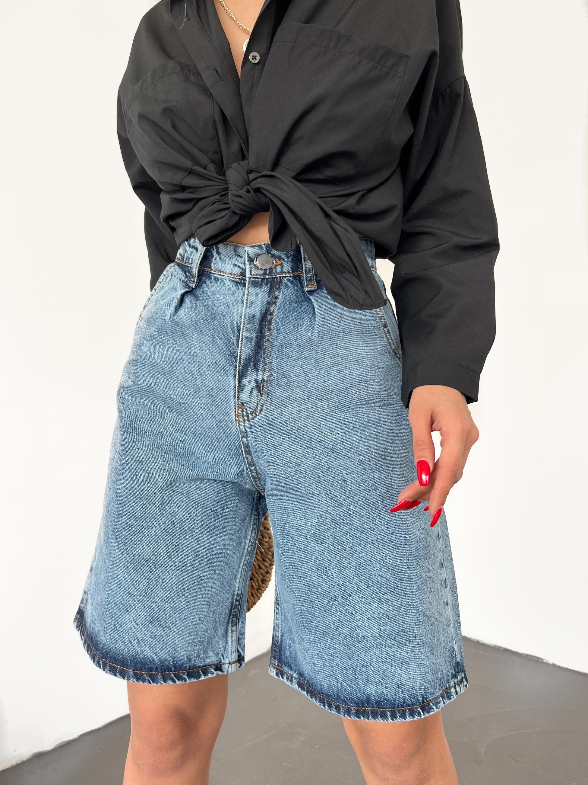 Çift Cepli Bermuda Denim Şort