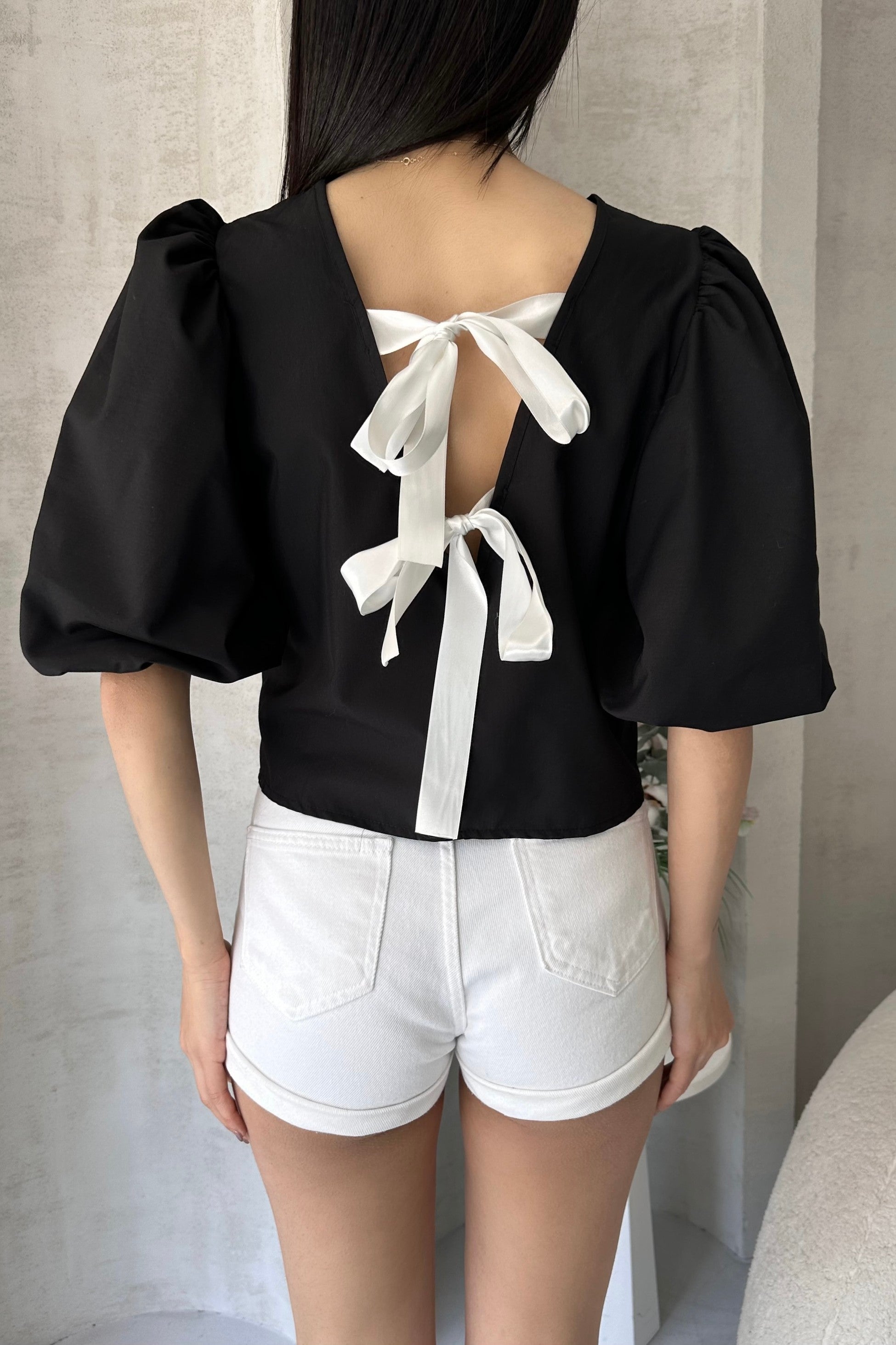Karpuz Kol Sırtı Fiyonk Detaylı Poplin Bluz