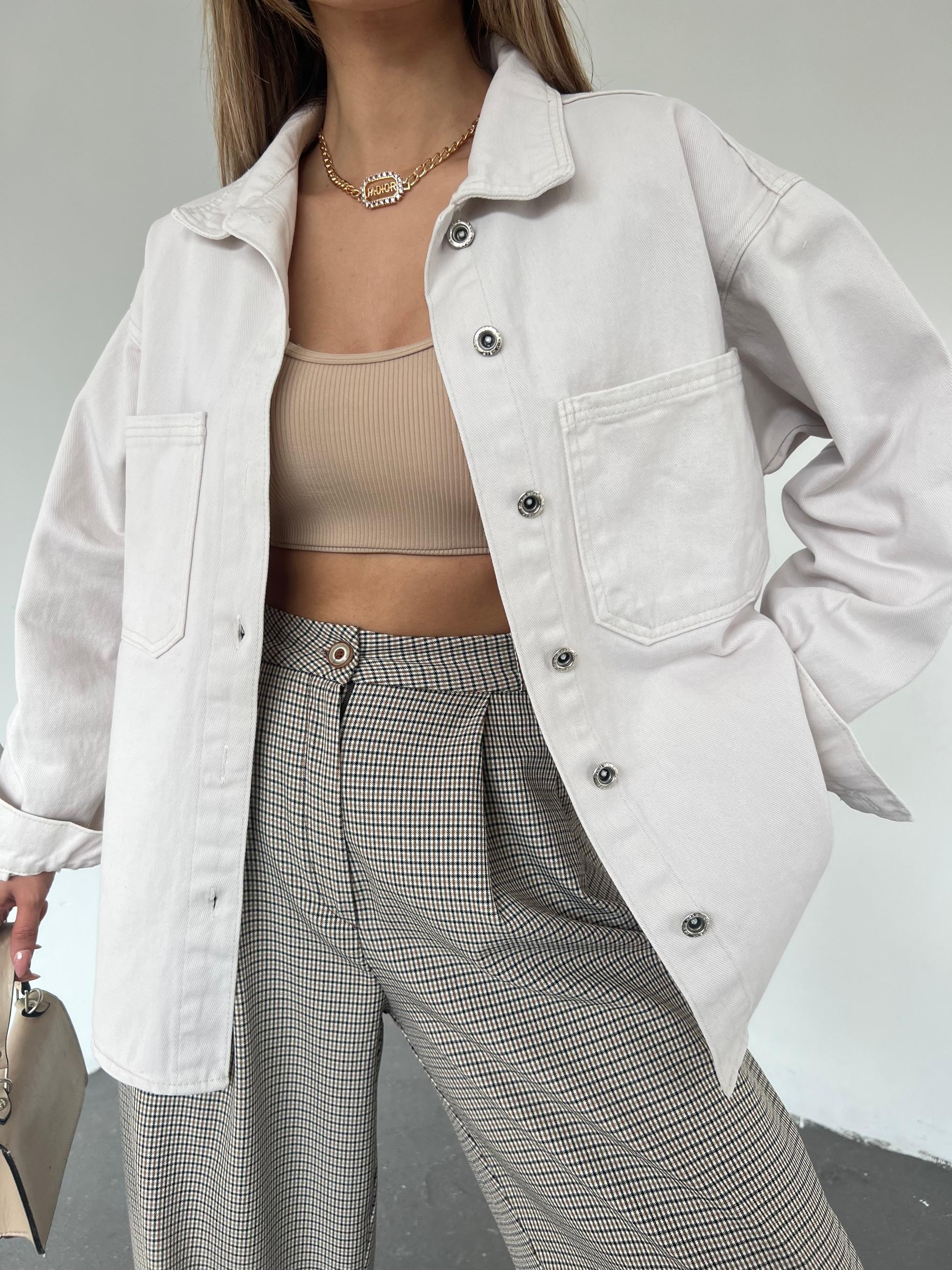 Çift Cepli Oversize Denim Gömlek Ceket