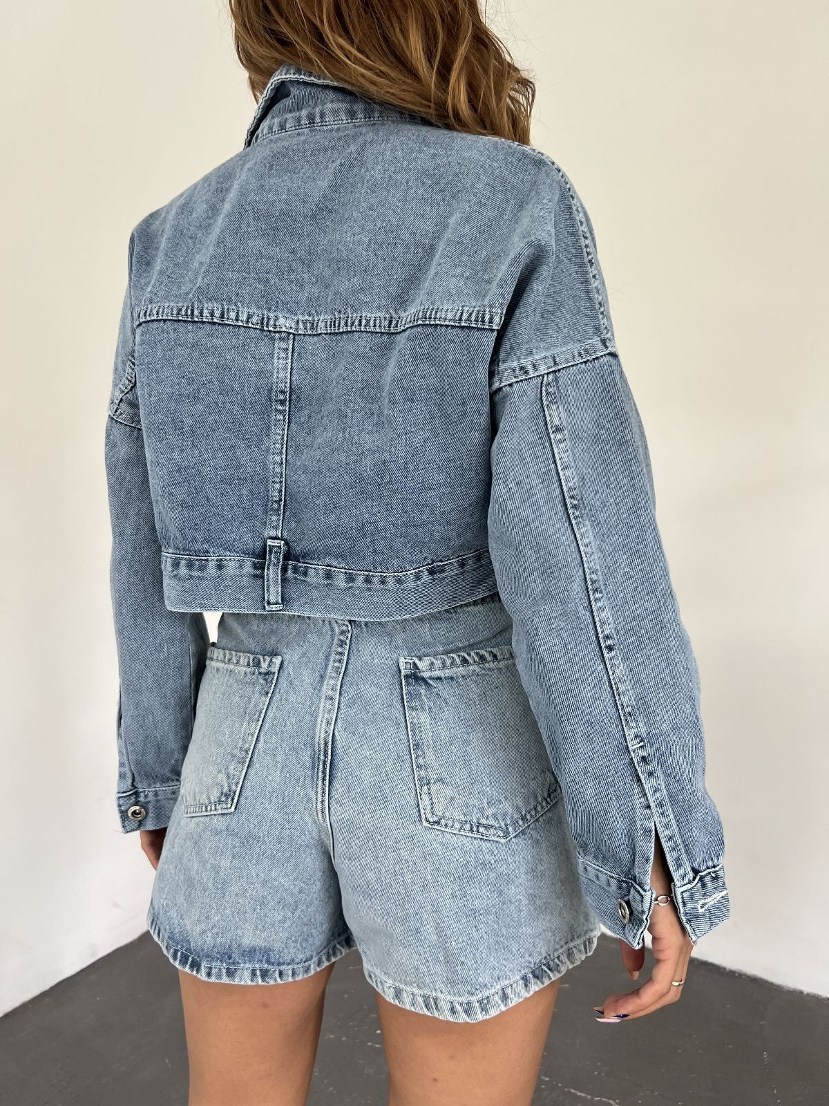 Fermuarlı Çift Cepli Denim Ceket