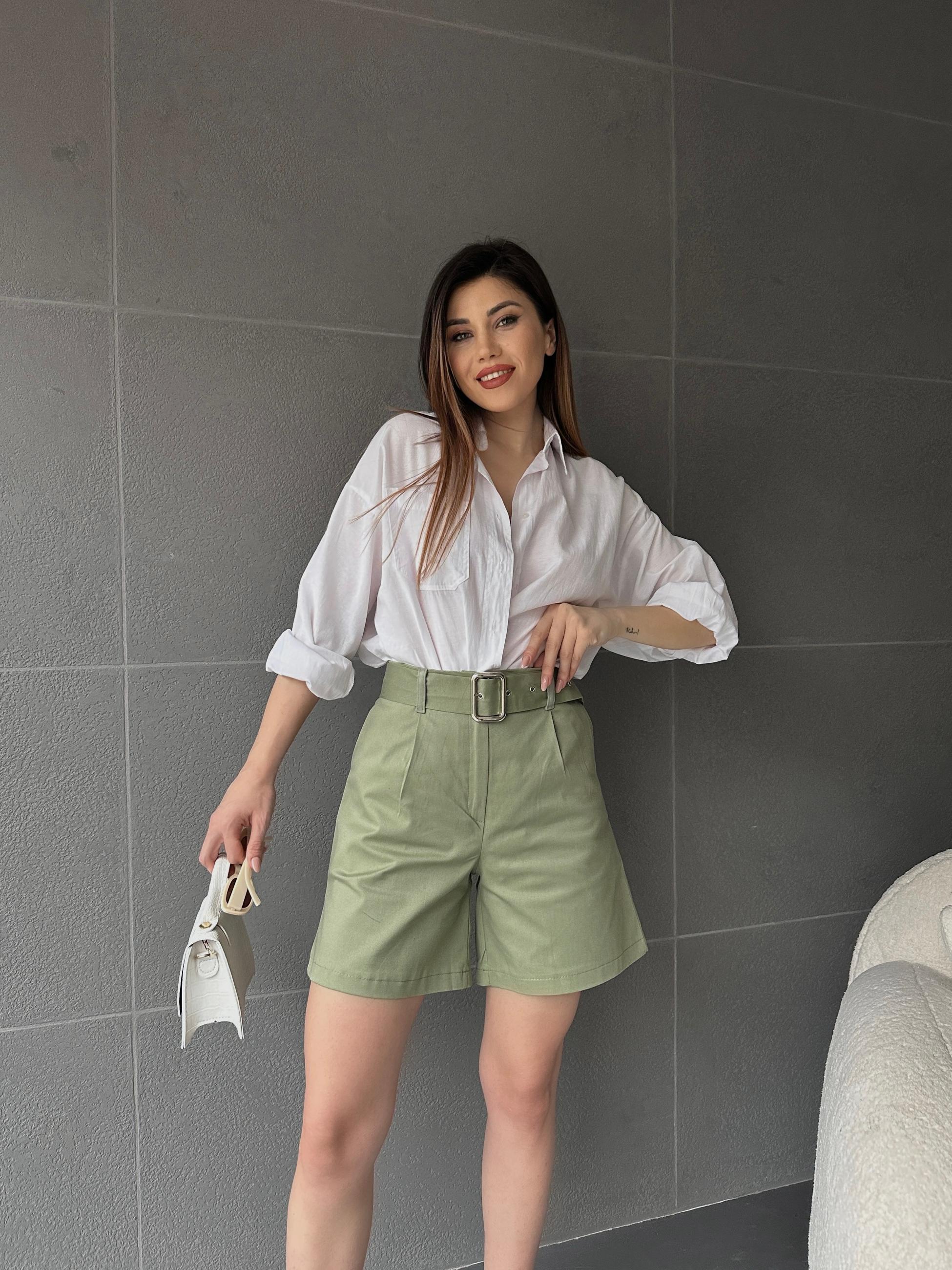 Kuş Gözü Kemerli Geniş Paçalı Mom Şort