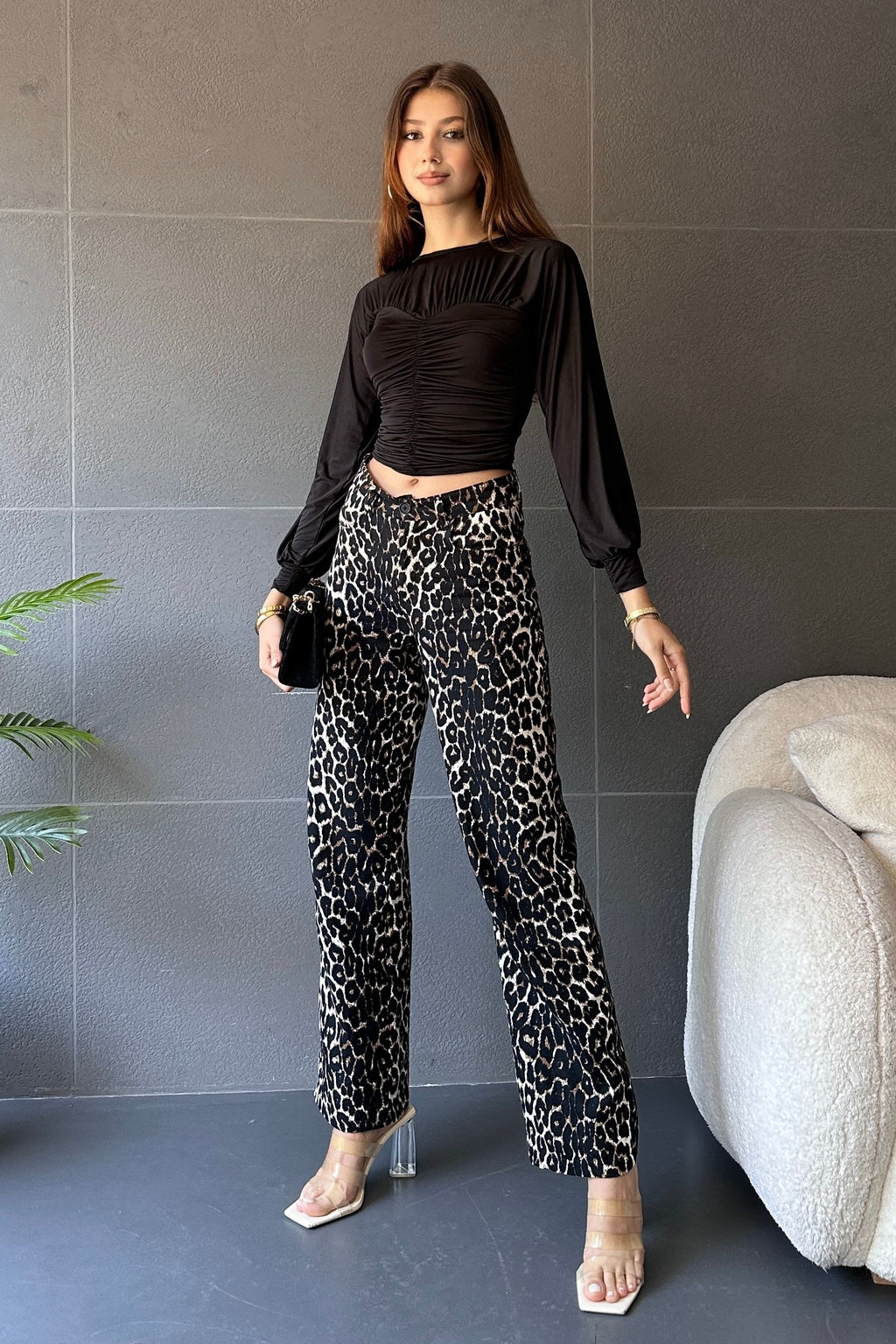 Bisiklet Yaka Drape Detaylı Bluz