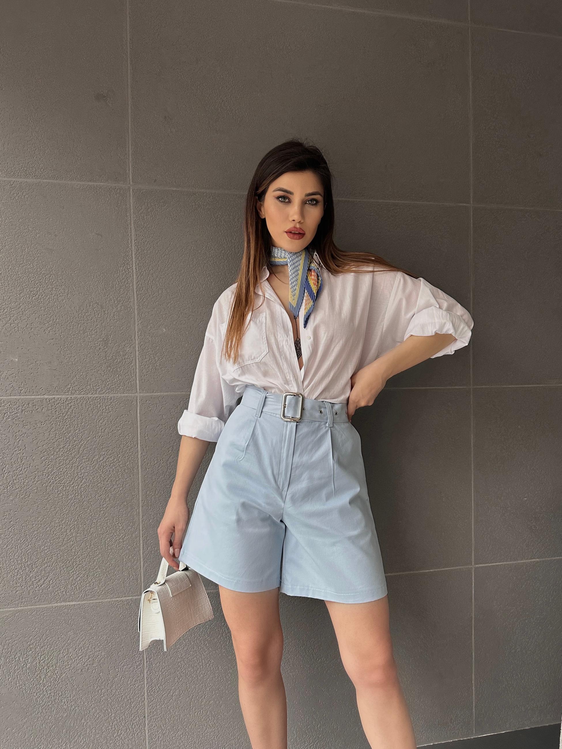 Kuş Gözü Kemerli Geniş Paçalı Mom Şort