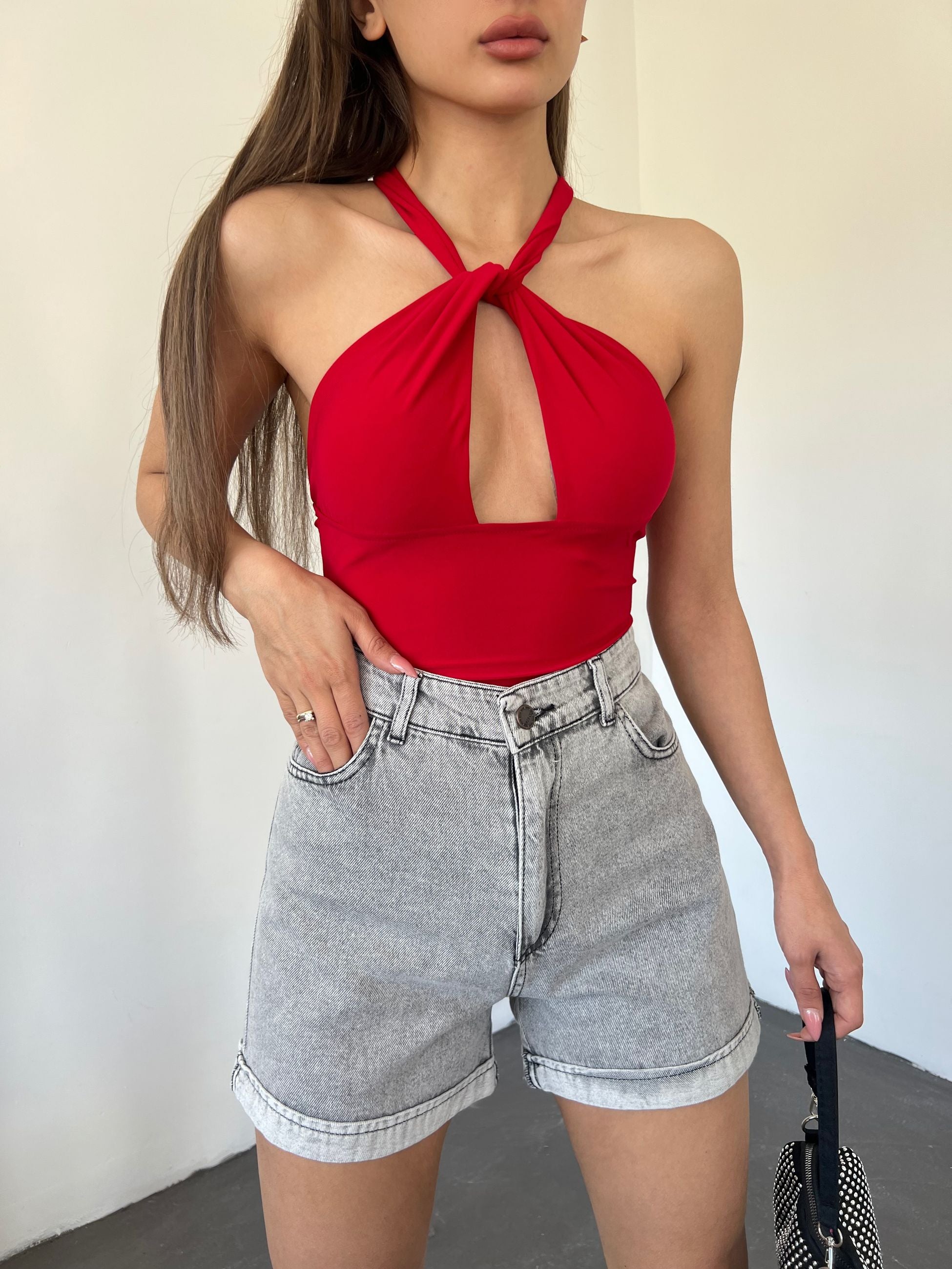 Duble Paça Yıkamalı Denim Şort