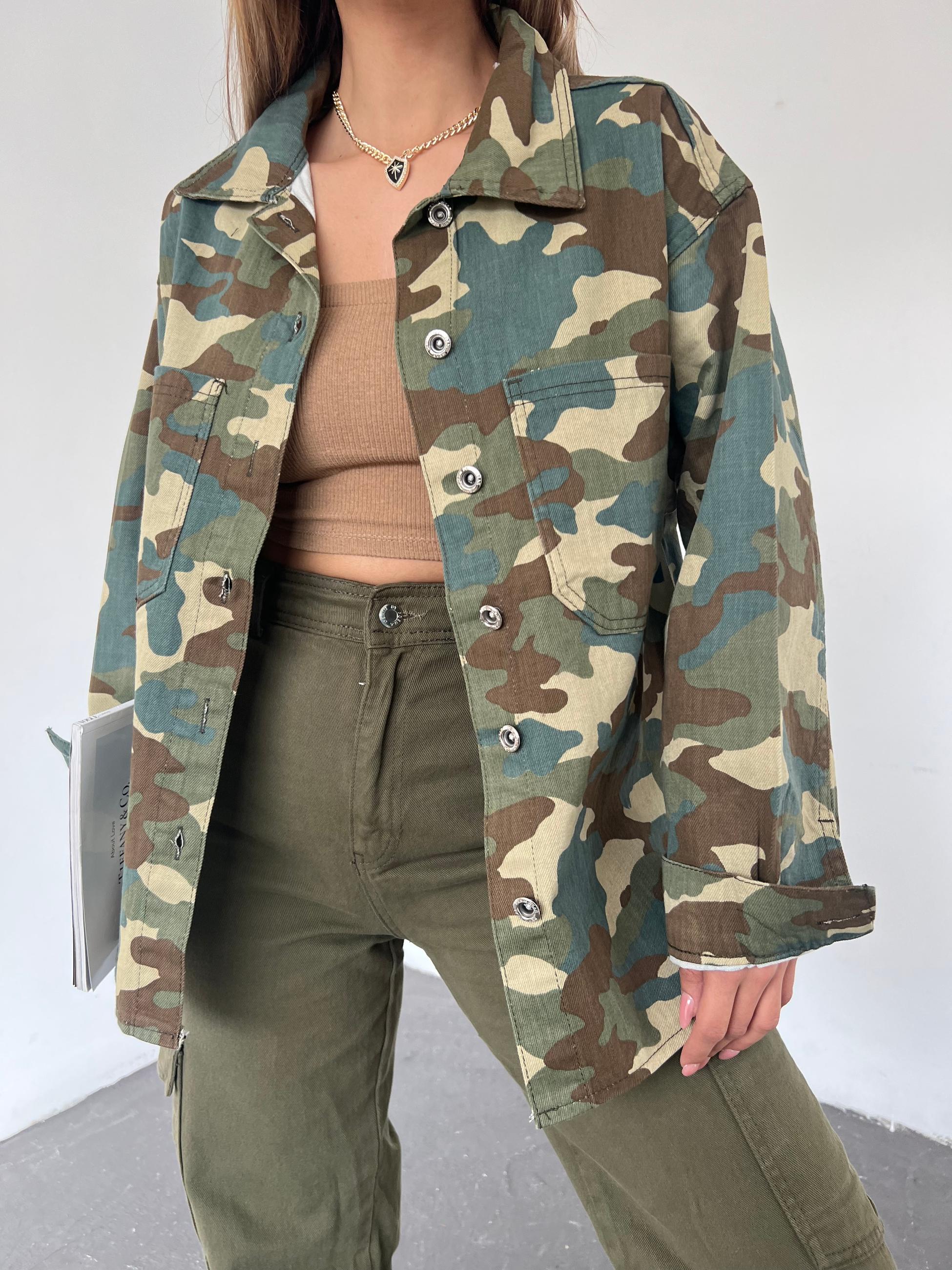 Çift Cepli Oversize Denim Gömlek Ceket