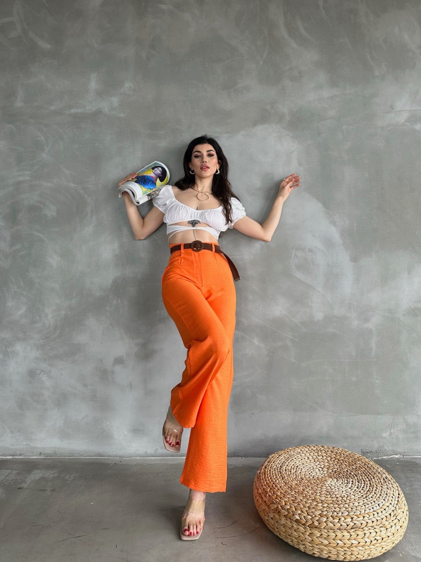 Beli Kemerli Keten Pantolon