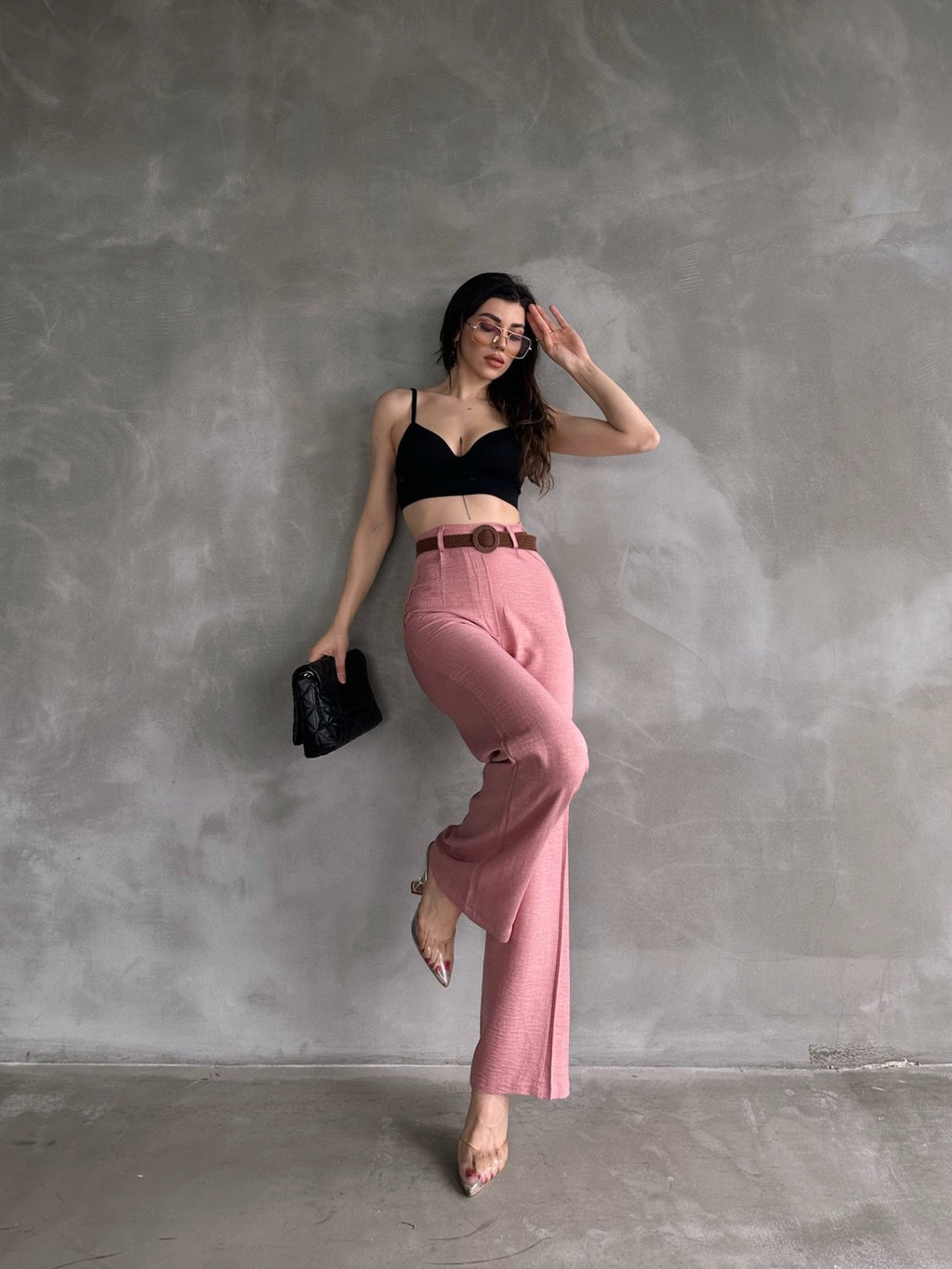 Beli Kemerli Keten Pantolon