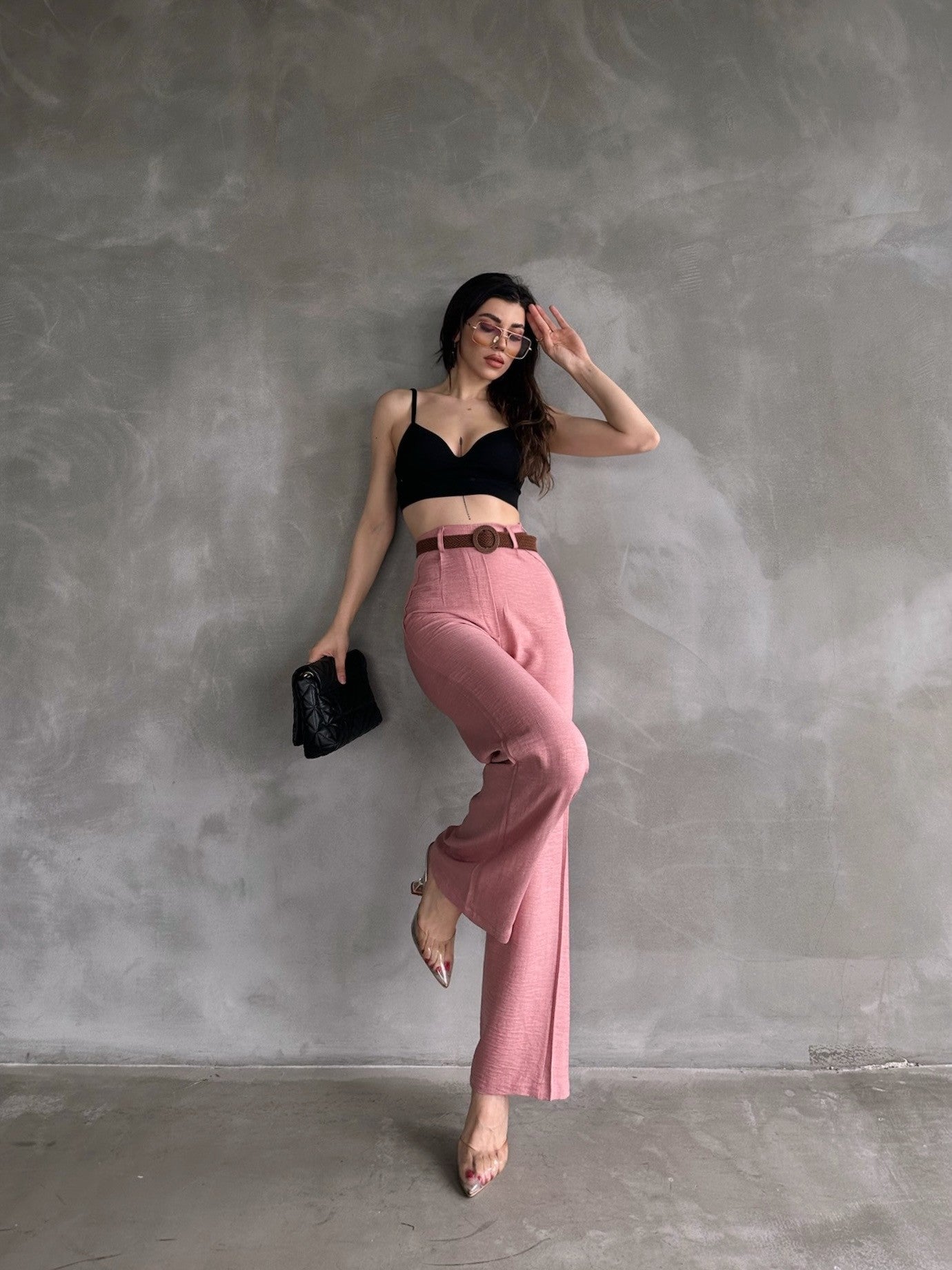 Beli Kemerli Keten Pantolon