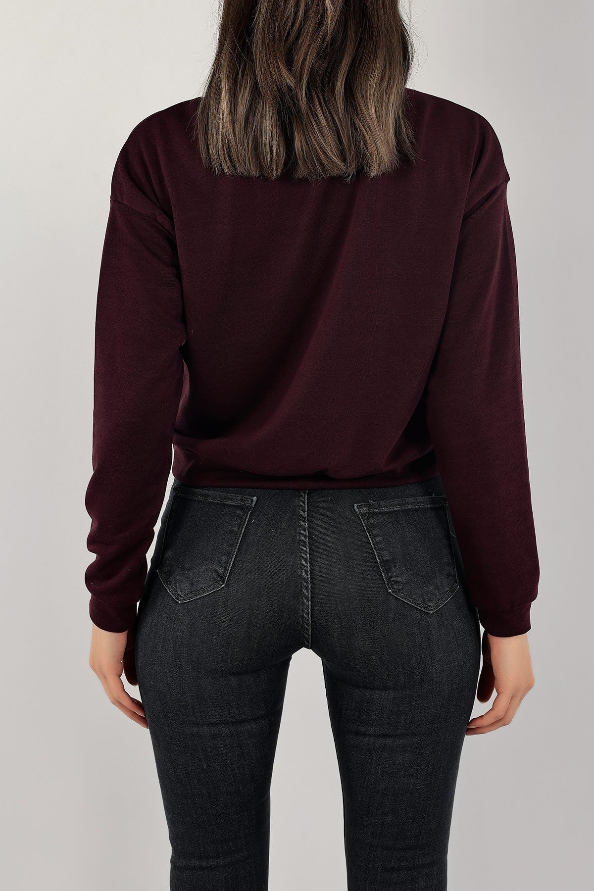 Baskılı Crop Sweat Mor - 0135.159.