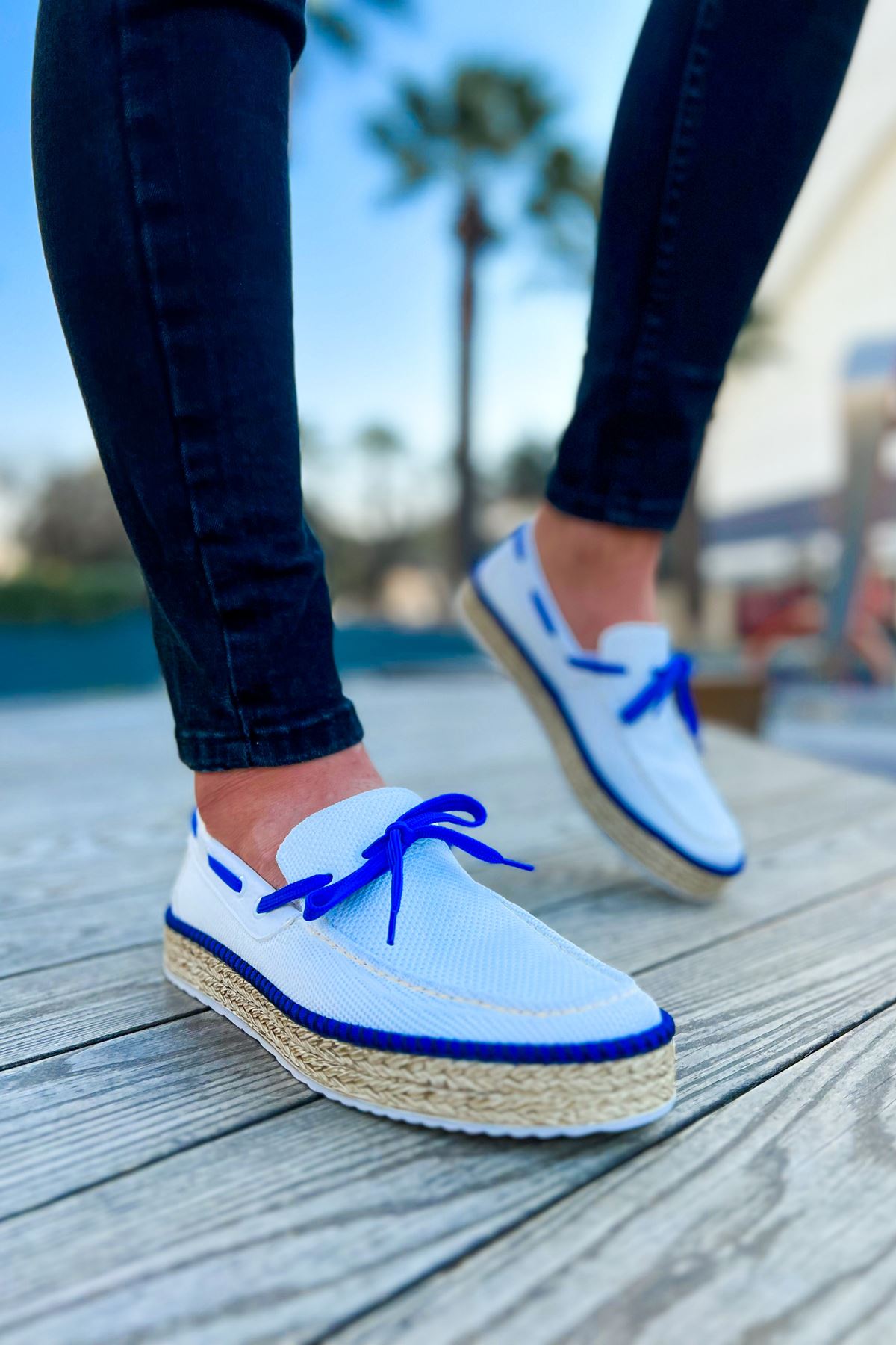 Espadril Erkek Ayakkabı BEYAZ / SAX MAVI