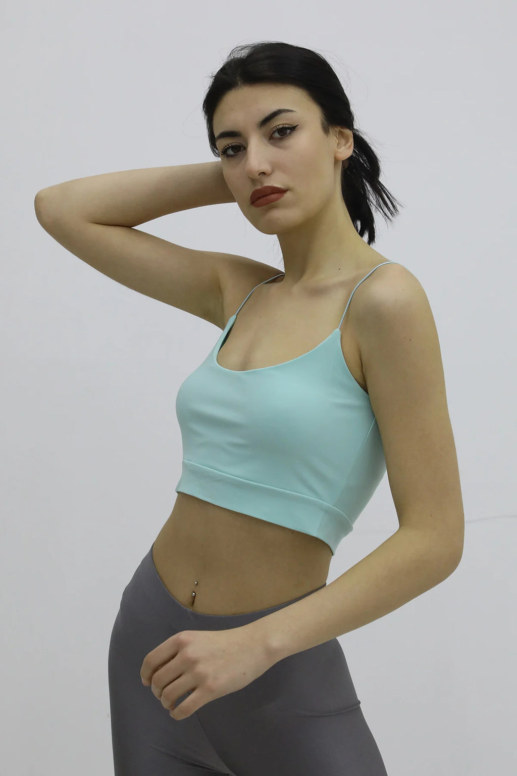 Майка с подтяжками на веревке - P-019822MINT