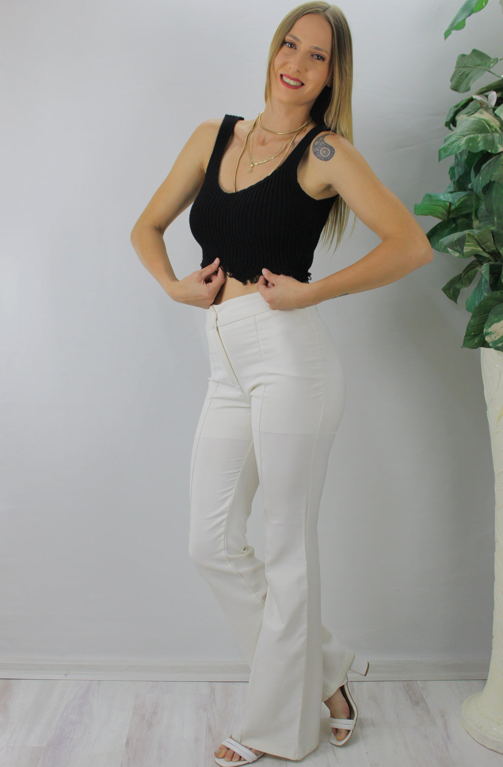 Вязаный женский свитер без рукавов, черный - 106469