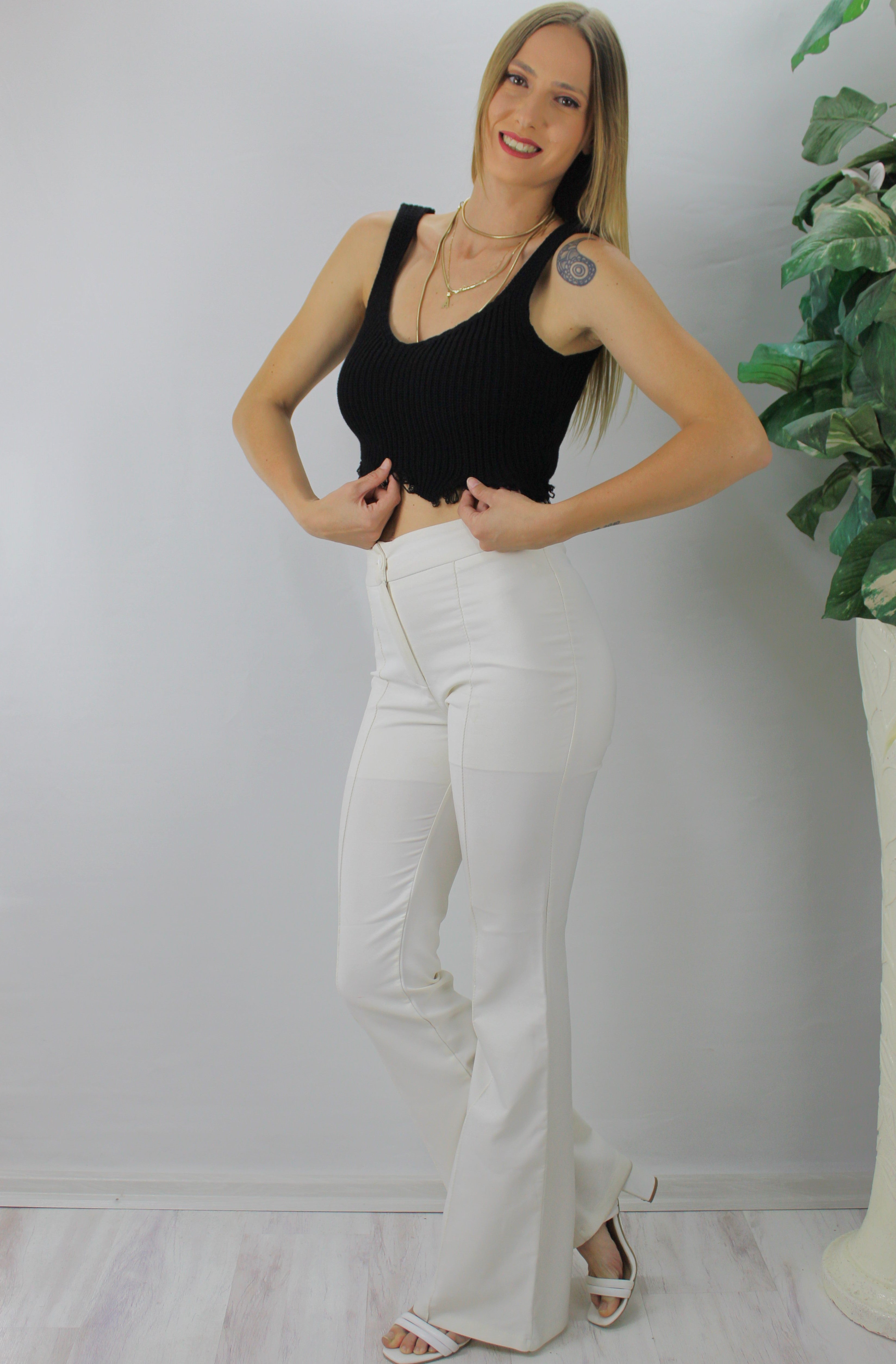 Örme Kolsuz Bayan Triko Siyah - 106469