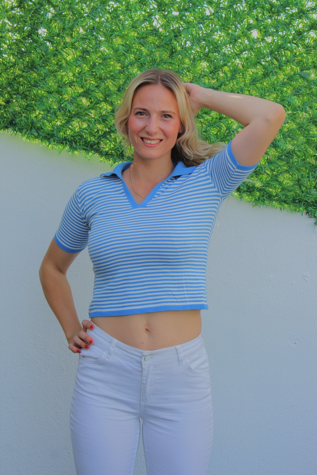 Polo Yaka Çizgili Eşofman Mavi - 140.055