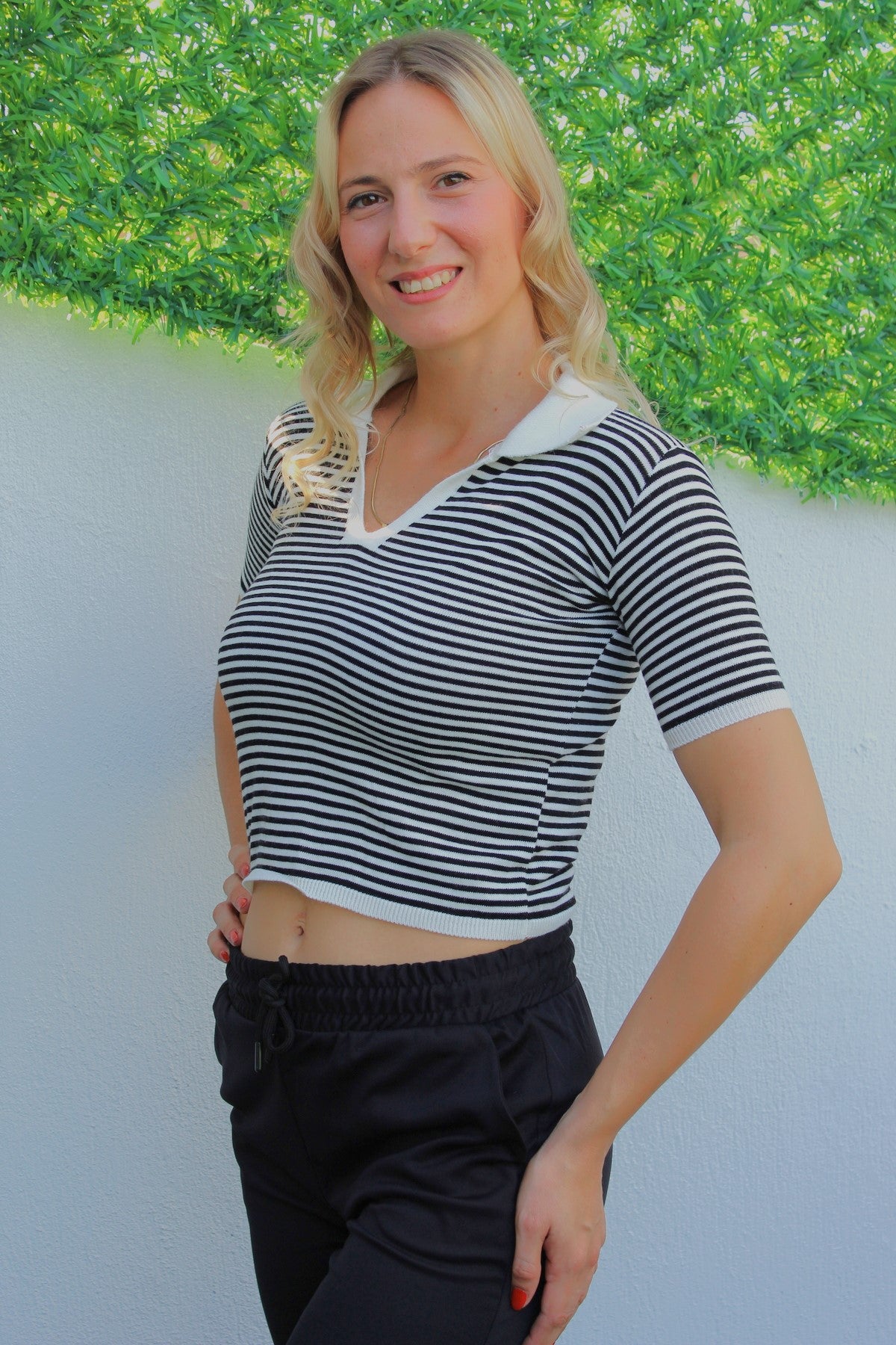 Polo Yaka Çizgili Eşofman Siyah - 140.055