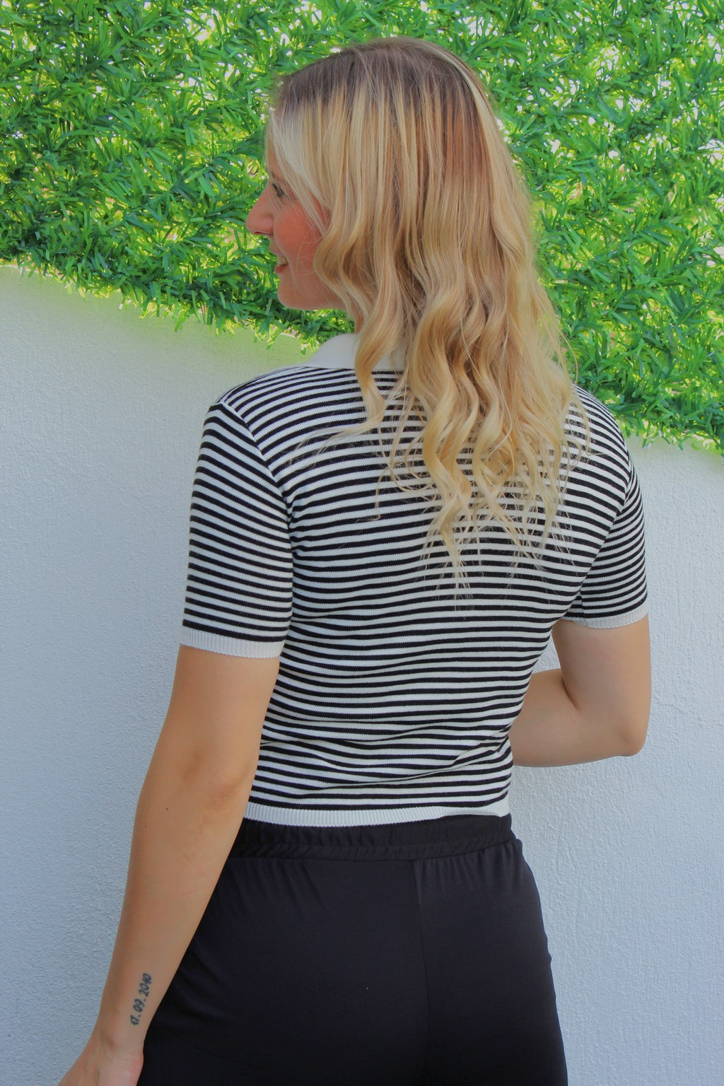 Полосатая рубашка-поло, черная - 140.055